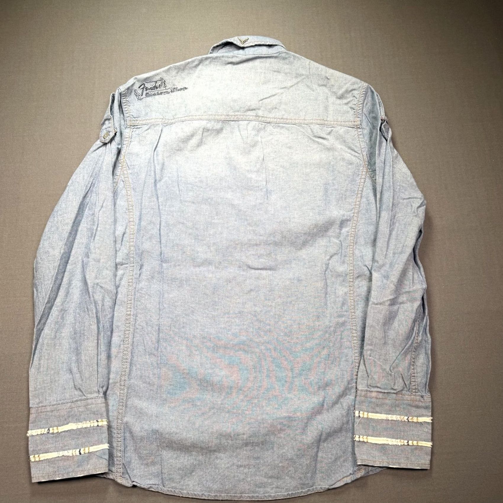 Fender Fender Shirt Mens M Blue Chambray Long Sleeve Snap Button Up Rock & Roll Size US M / EU 48-50 / 2 - 6 Thumbnail