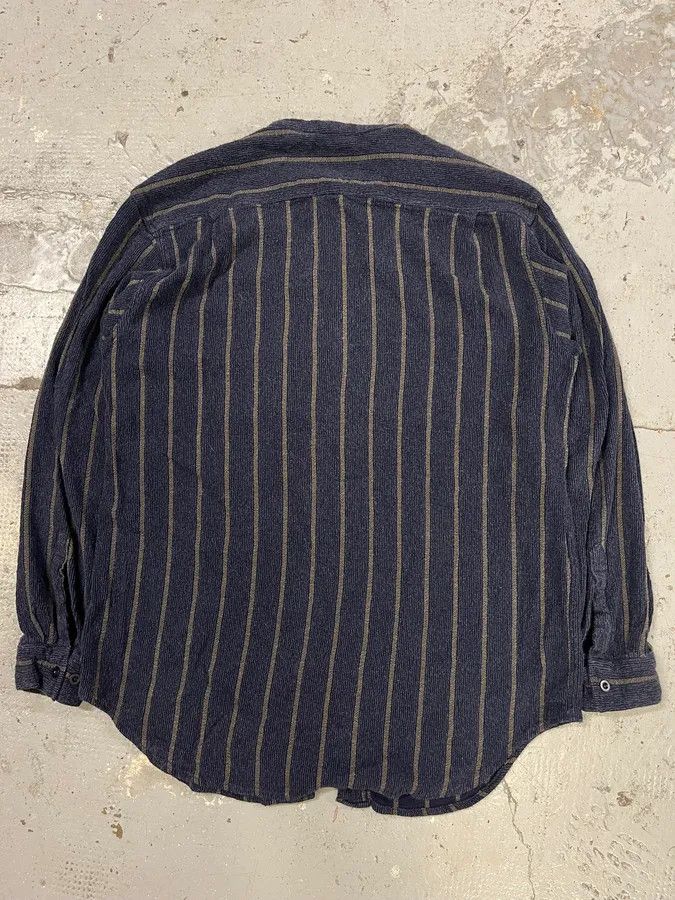 Armani × Designer × Vintage 1990s Armani Navy Striped Shirt Size US M / EU 48-50 / 2 - 6 Thumbnail