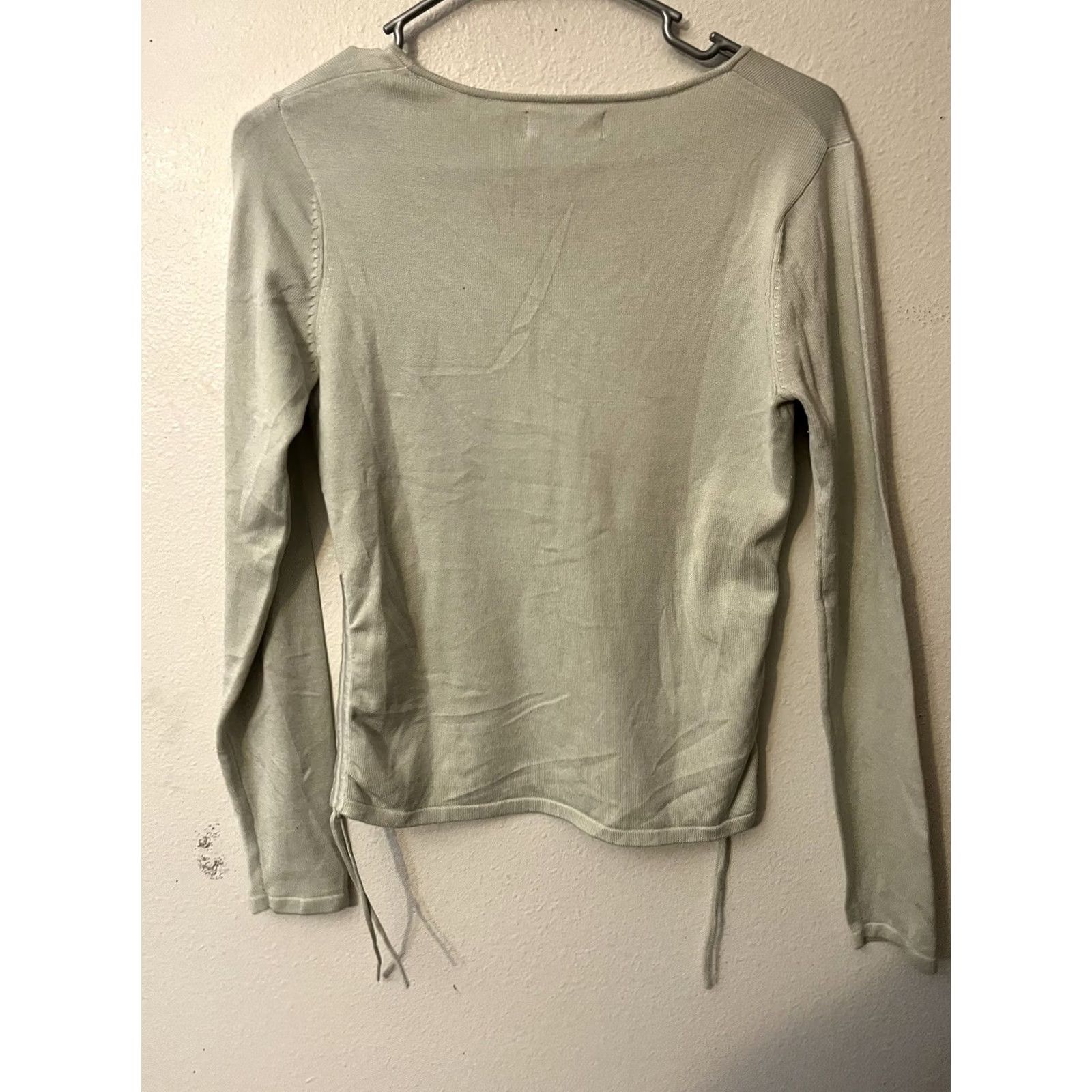 Banana Republic Banana Republic Silk Blend Sweater Top V Neck Long Sleeve Basic Small Gray Women Size S / US 4 / IT 40 - 3 Thumbnail