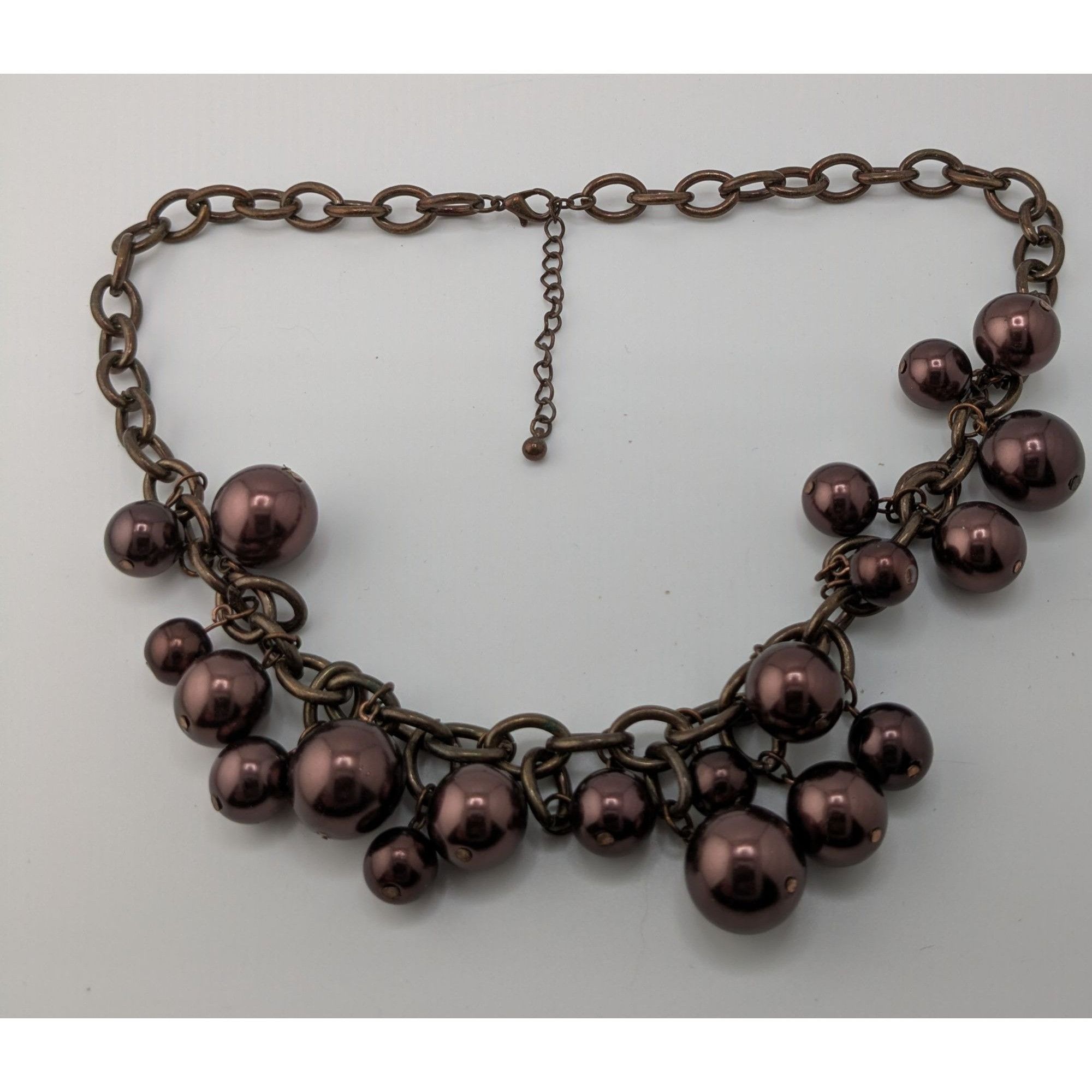 Other Chunky Statement Necklace With Brown Beads & Antiqued Bronze Size ONE SIZE - 6 Thumbnail