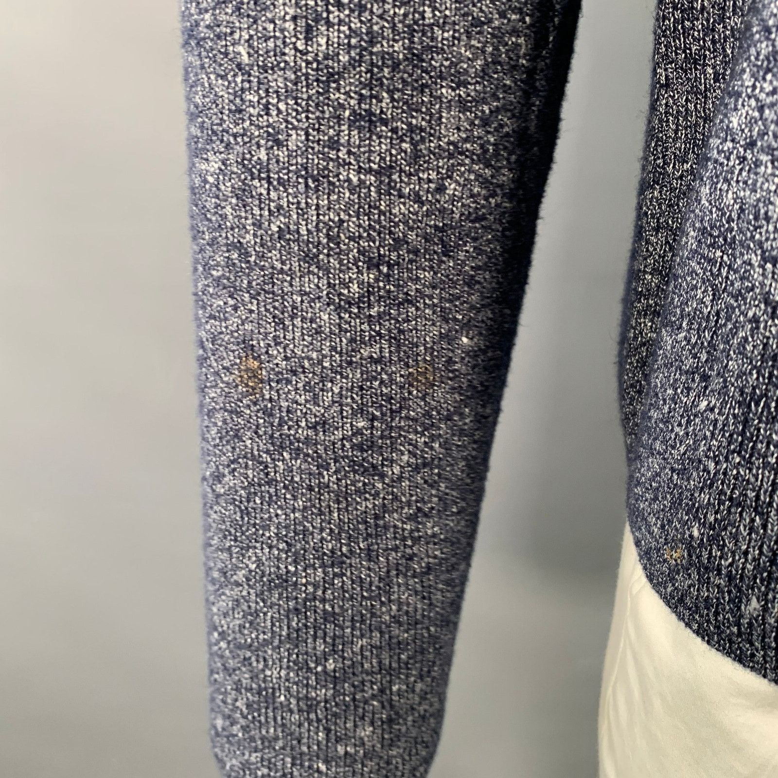Polo Ralph Lauren L Navy White Heather Linen Wool Cotton Crew Neck Sweater Size US L / EU 52-54 / 3 - 4 Thumbnail