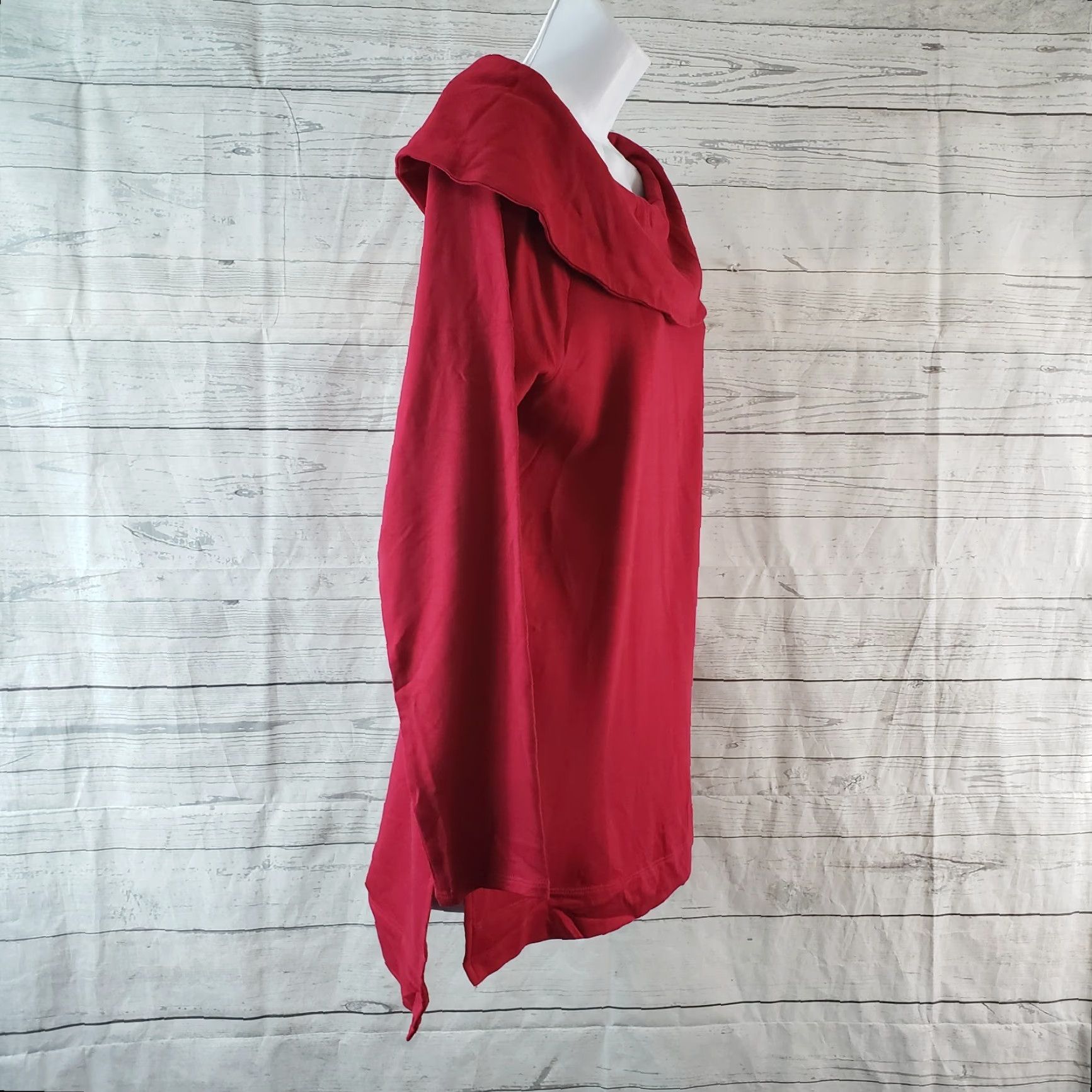 Vintage Chico's Zenergy Womens Blouse Shirt Long Sleeve Red Medium Draped Collar Rayon Blend Size M / US 6-8 / IT 42-44 - 3 Thumbnail