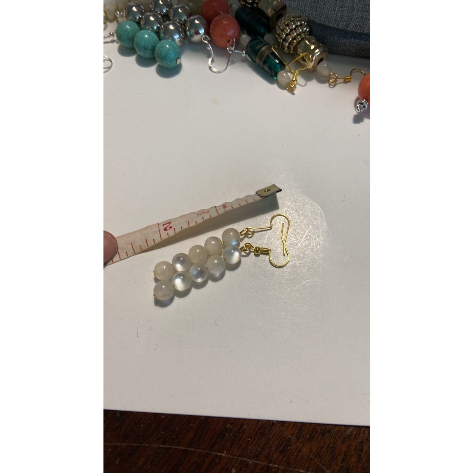Handmade Handmade white bead earrings gold tone Size ONE SIZE - 3 Thumbnail
