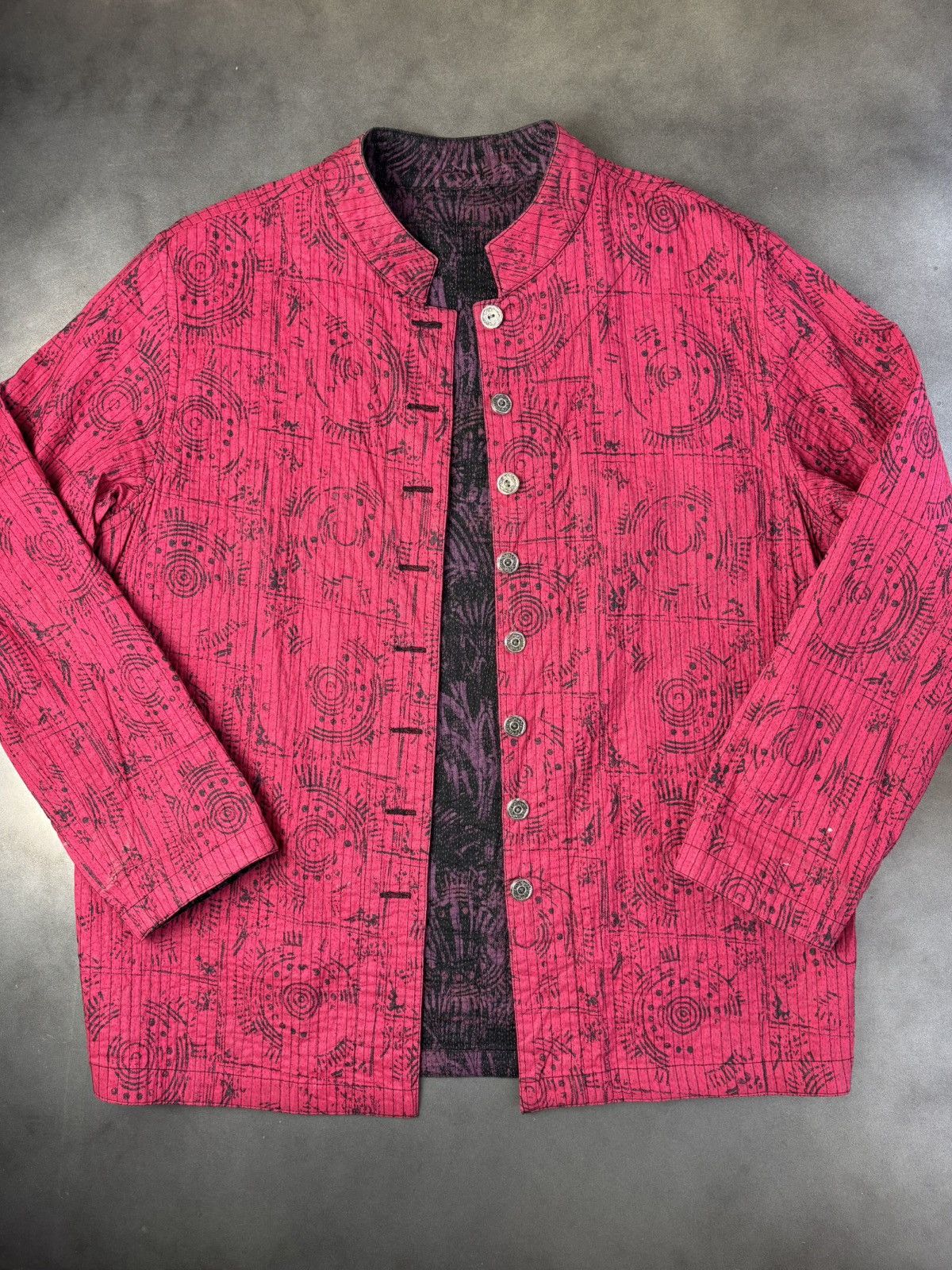 Handmade × Other × Vintage Vintage Reversible Quilted Button Mandarin Collar Overshirt Size US S / EU 44-46 / 1 - 2 Thumbnail