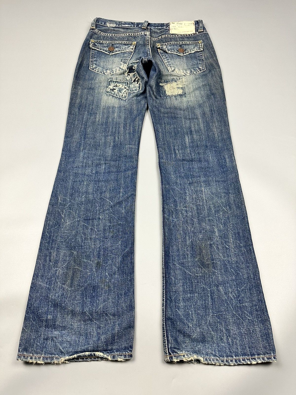If Six Was Nine Sick Distressed Antgauge Boro Whiskered Flared Denim Size US 30 / EU 46 - 4 Thumbnail
