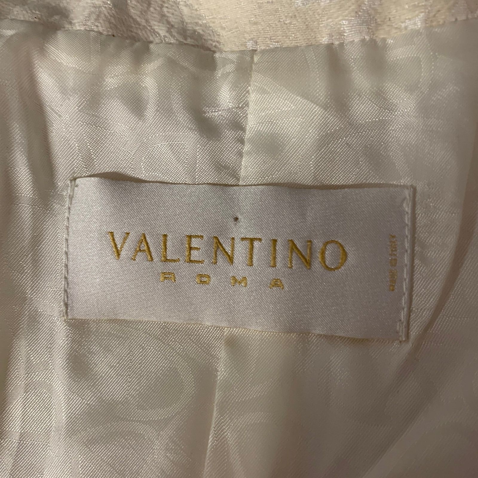 Valentino VALENTINO Size 4 Cream Floral Jacquard Cropped Jacket Size S / US 4 / IT 40 - 5 Thumbnail