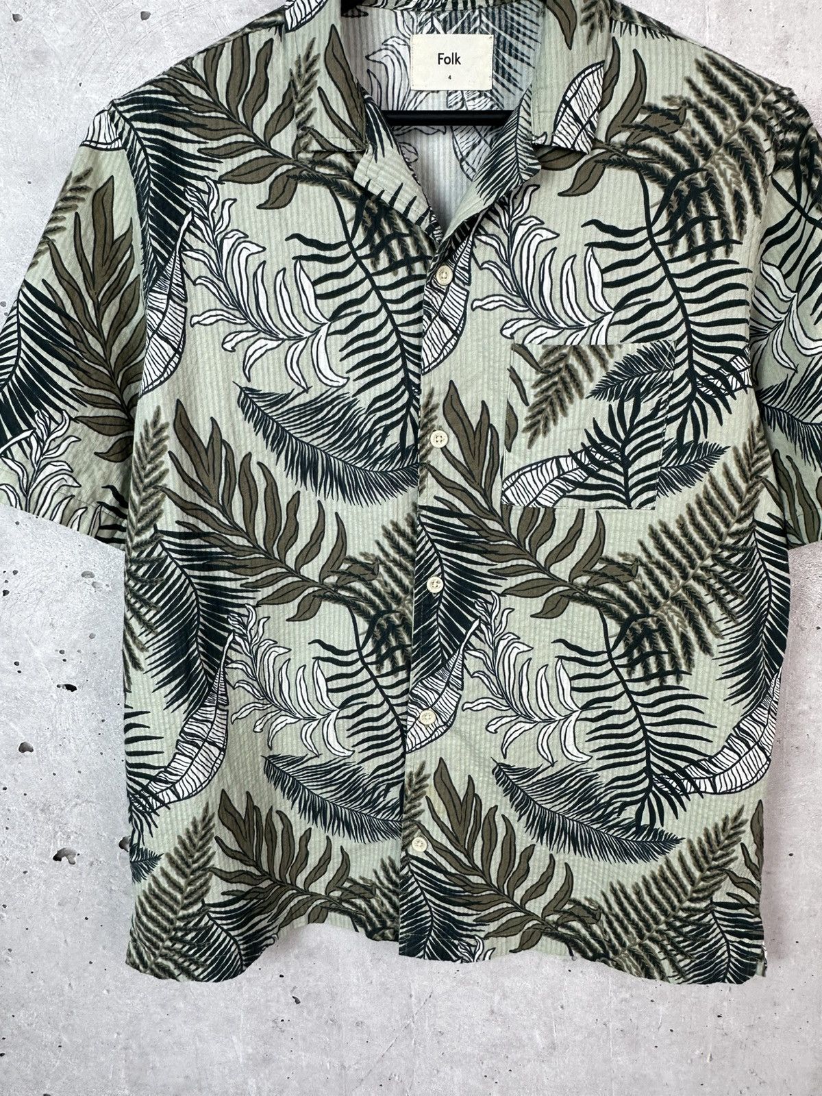 Folk Folk Tropical Leaves Green Cotton Short Sleeve Men’s Shirt Size US L / EU 52-54 / 3 - 5 Thumbnail