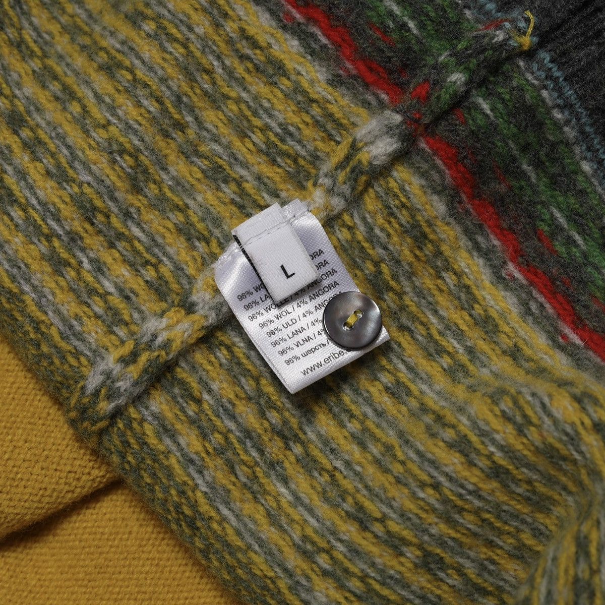 Other Eribe Scotland Fair Isle Pattern Cardigan Sweater Wool Yello Size L / US 10 / IT 46 - 13 Thumbnail