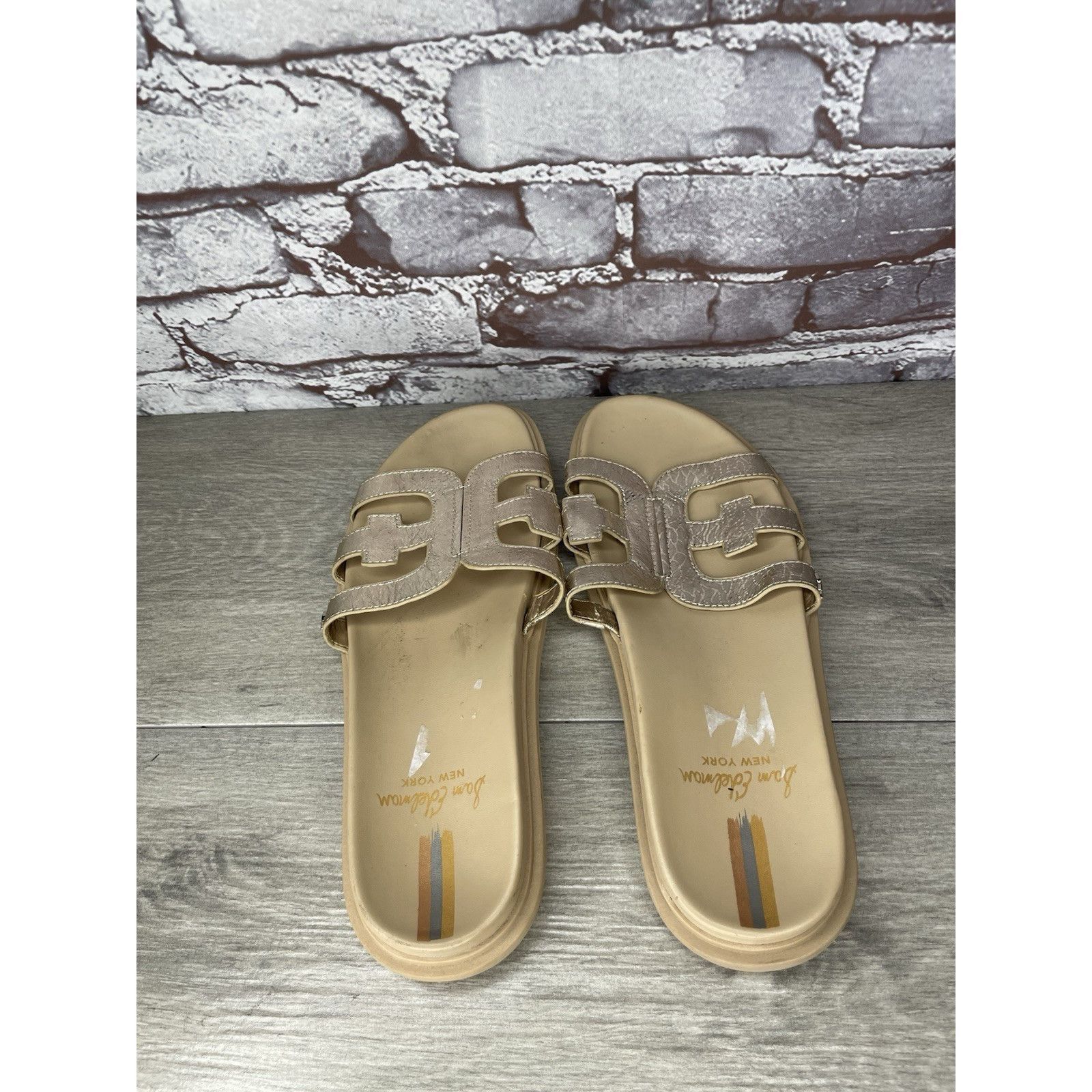 Sam Edelman Sam Edelman Valeri Metallic Gold Leather Slides Sandals Wome Size US 9 / IT 39 - 17 Thumbnail