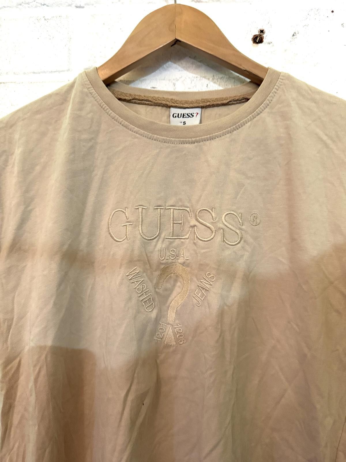 Guess Guess Men's Beige Embroidered Logo T-Shirt Size S Size US S / EU 44-46 / 1 - 3 Thumbnail