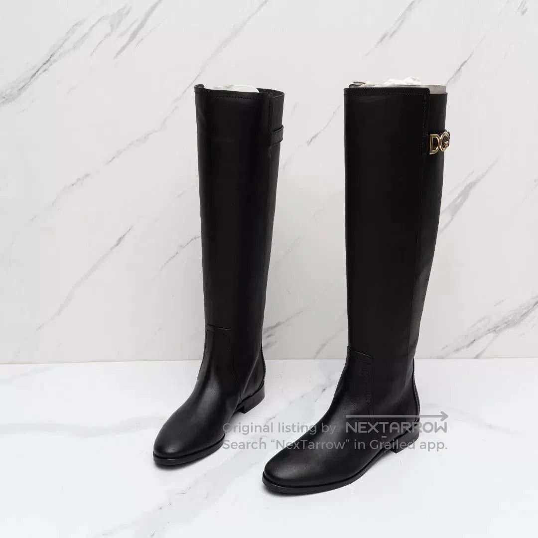 Dolce & Gabbana Dolce&Gabbana Women's Metal Logo Knee-High Boots. Size US 6 / IT 36 - 2 Thumbnail