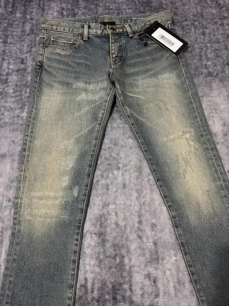 Saint Laurent Paris Saint Laurent Paris Ice Blue Claw Pattern Destroyed Denim Size US 28 / EU 44 - 3 Thumbnail