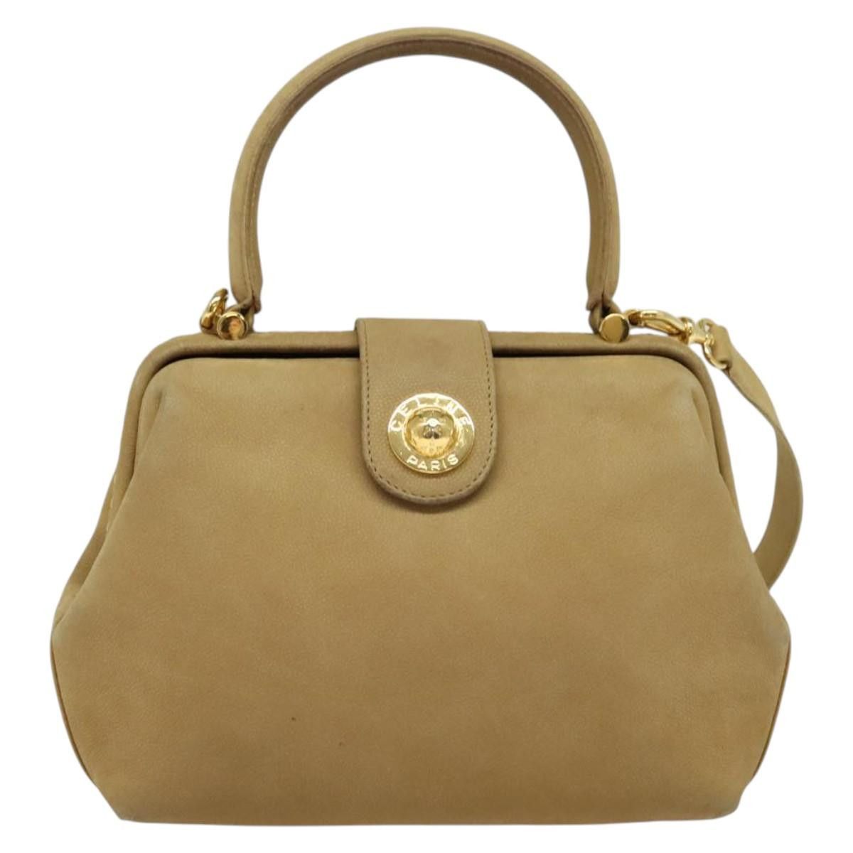 Celine CELINE Hand Bag Leather Beige Gold Size ONE SIZE - 2 Thumbnail