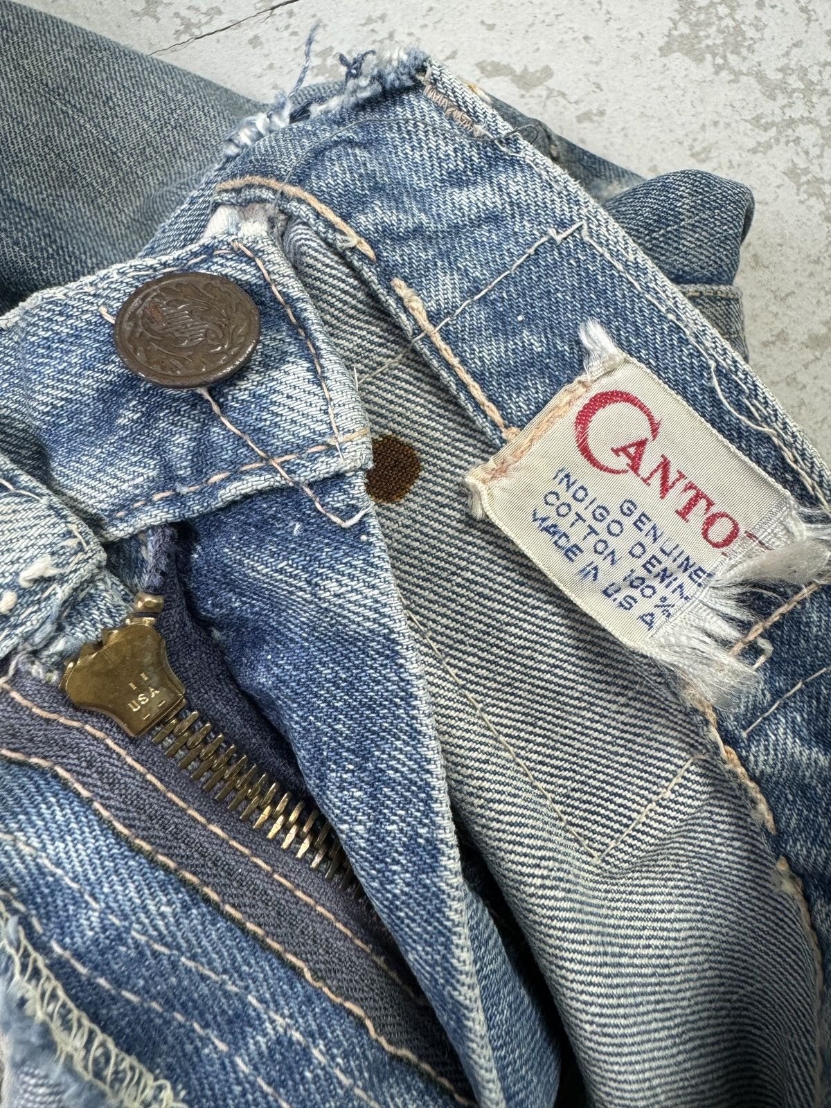 Vintage Rare💥Vintage 80/90s Canton Selvedge Distressed Denim Size US 29 - 9 Thumbnail