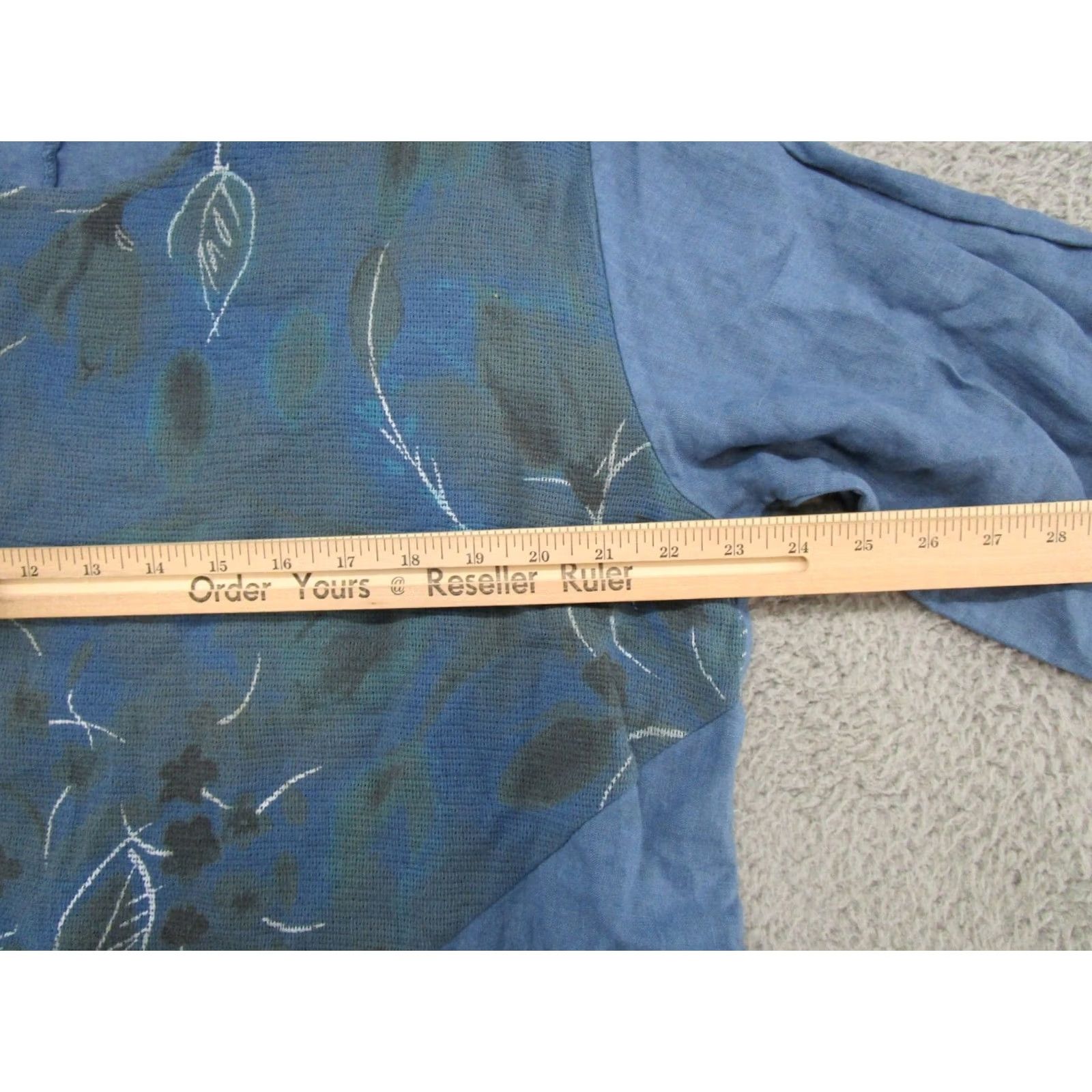 Vintage Obsession Floral Linen Tunic Dress Blue READ Womens One Size Long Shirt Dress Italy Made Size ONE SIZE - 6 Thumbnail