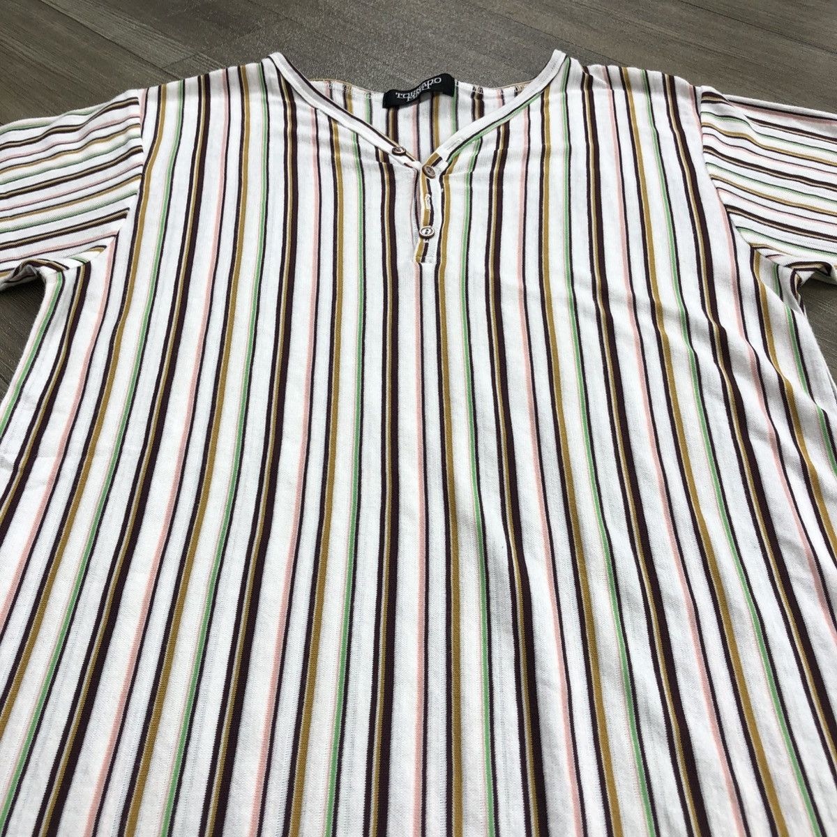 Tornado Mart 2000s Tornado Mart Japan Striped Lgb Goa Style Button TShirt Size S / US 4 / IT 40 - 3 Thumbnail