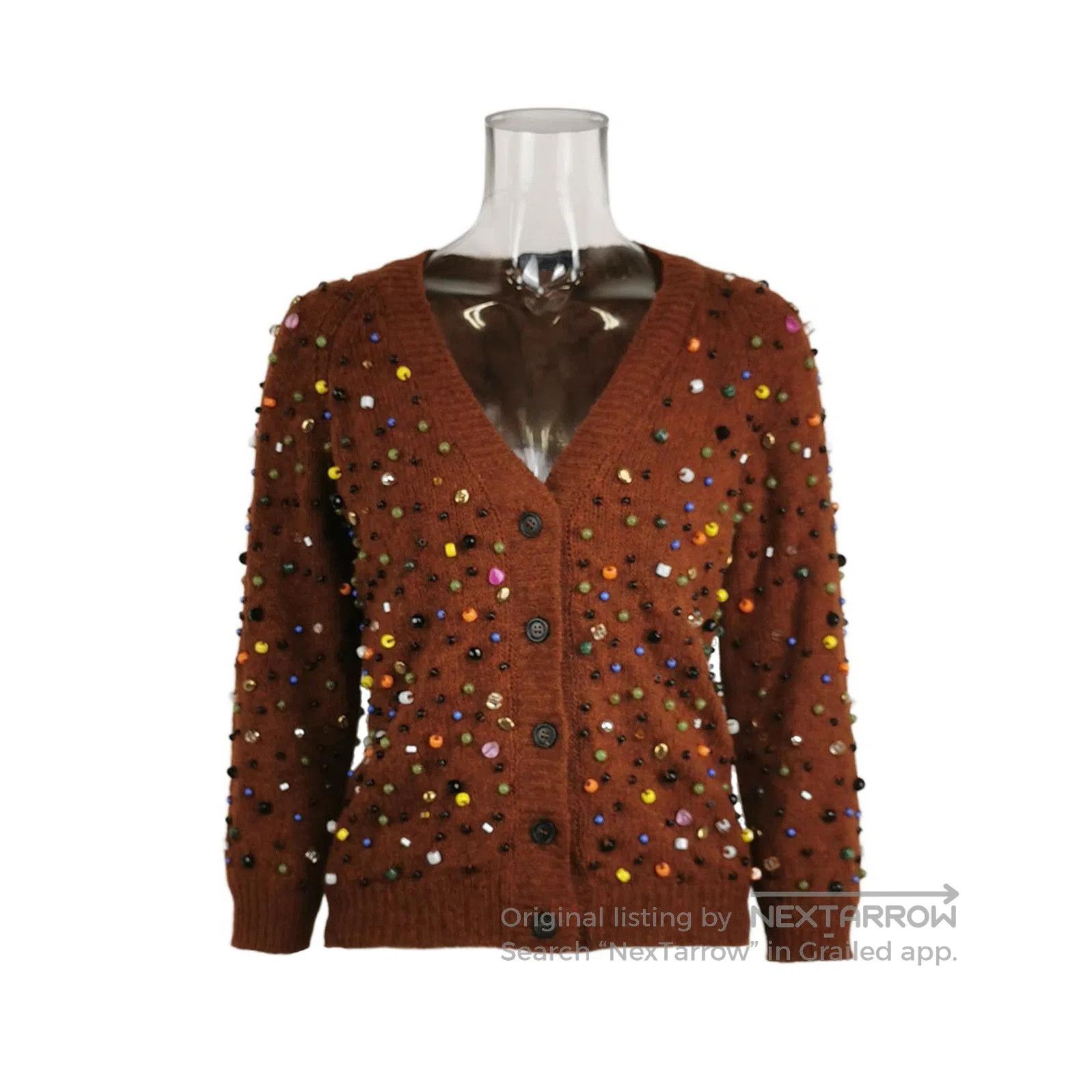 Prada Prada Wool V-Neck Beaded Cardigan Size 42 . Size US L / EU 52-54 / 3 - 1 Thumbnail