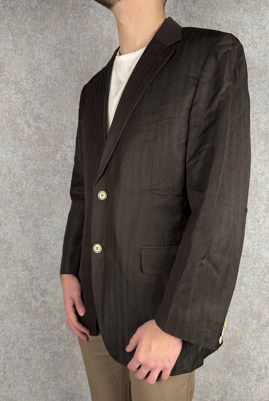 Canali Canali Herringbone Blazer Brown 2-Button Blazer Size 50R - 2 Thumbnail