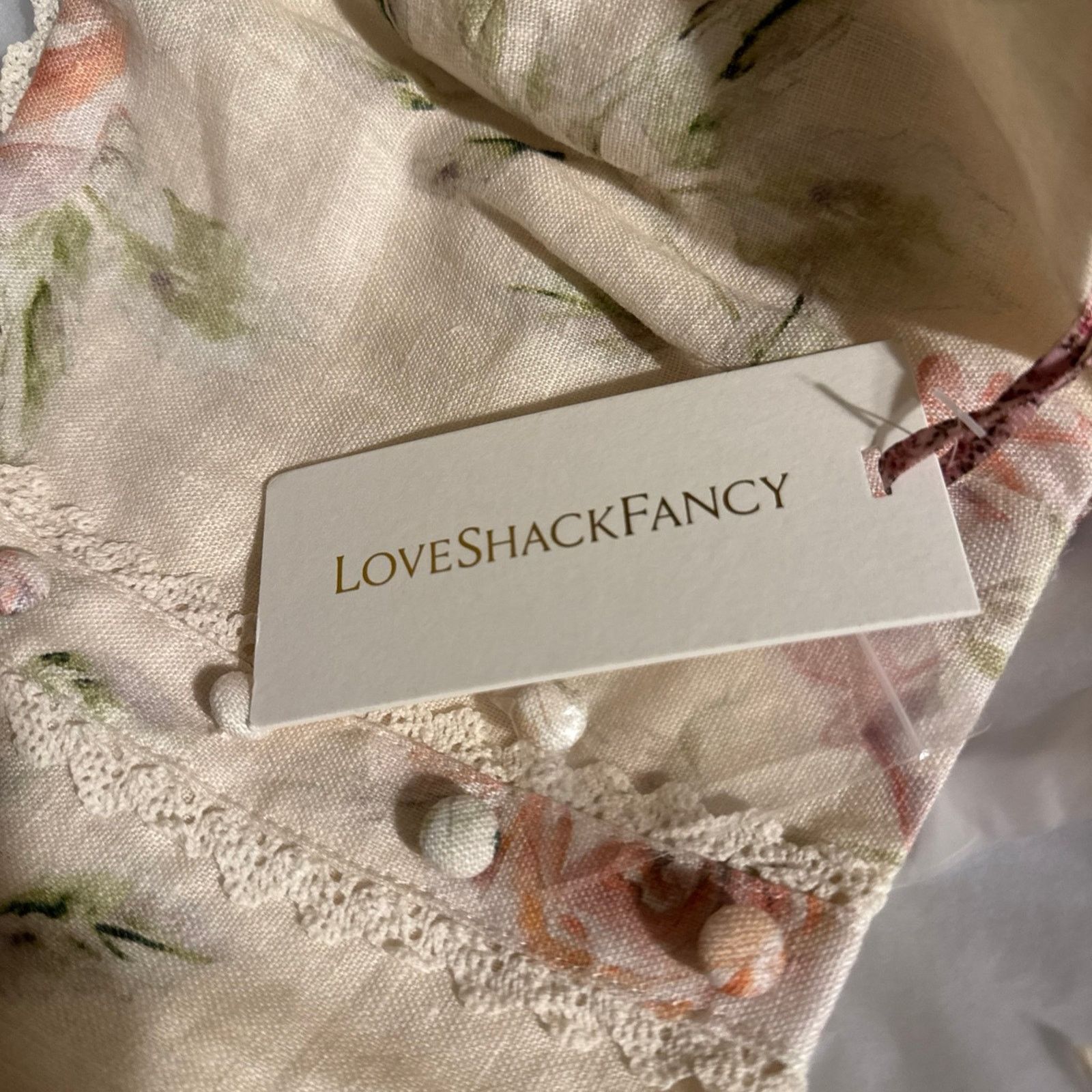 LoveShackFancy Emmalou cropped crochetrimmed floral print linen top Size M / US 6-8 / IT 42-44 - 6 Thumbnail