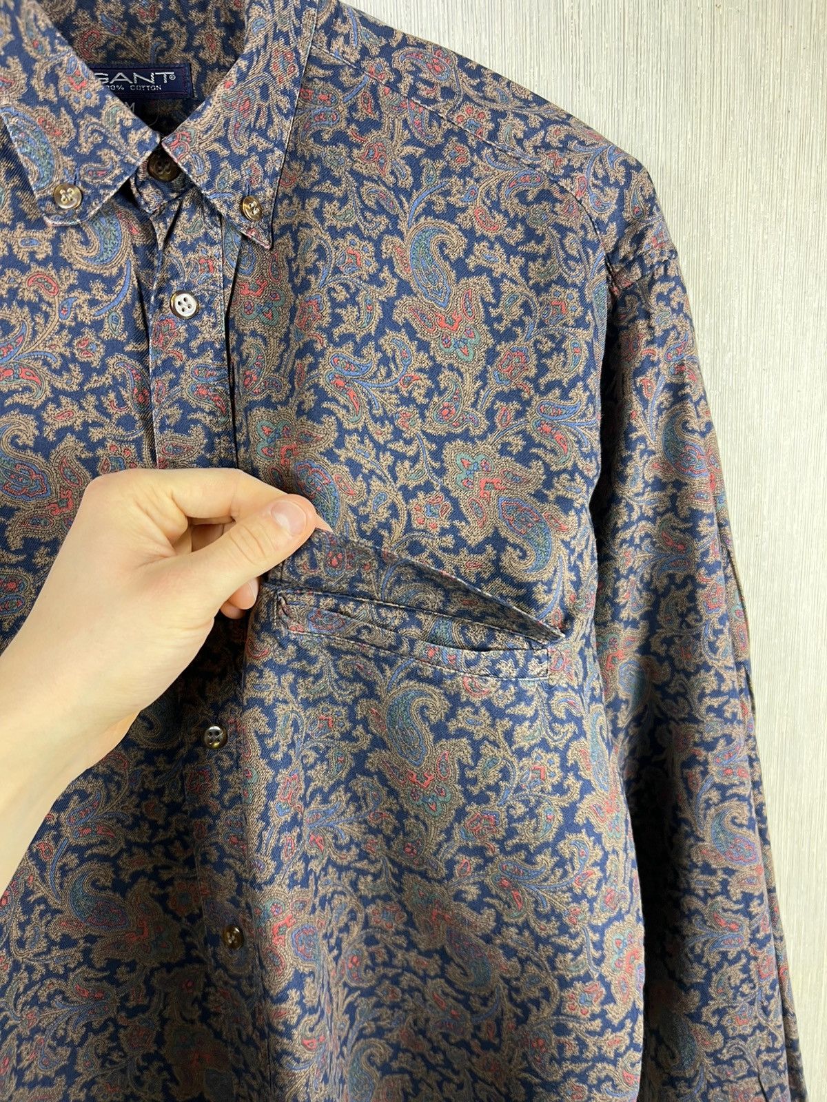 Gant Vintage 80s Gant baroque pattern retro pocket shirt cotton Size US M / EU 48-50 / 2 - 10 Thumbnail