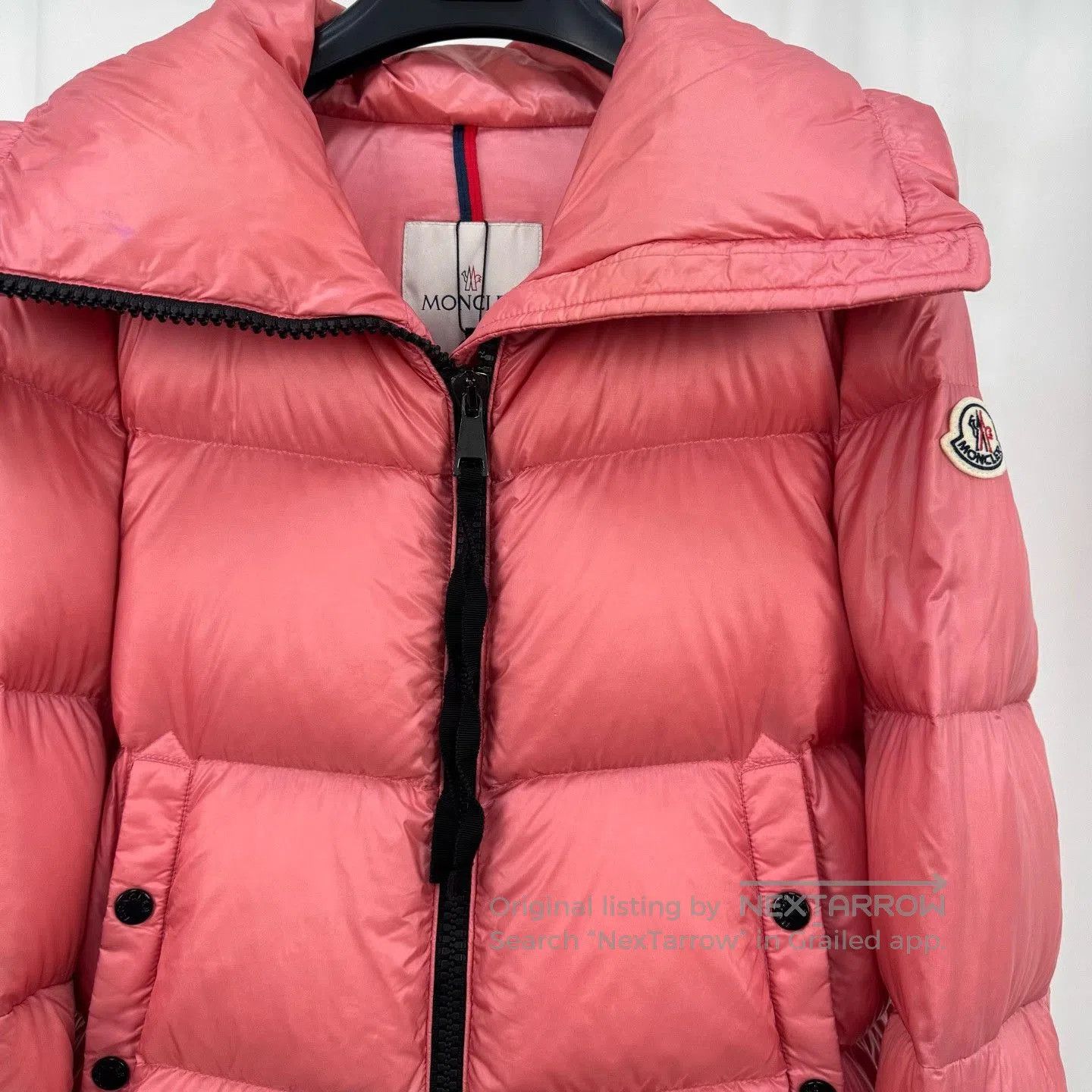 Moncler Moncler Pink Embroidered Logo Lapel Down Jacket. Size XS / US 0-2 / IT 36-38 - 3 Thumbnail