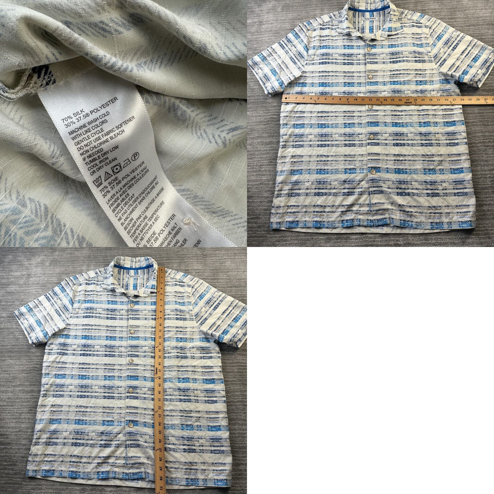Tommy Bahama Tommy Bahama Shirt Mens Large Beige Blue Camp Button Up Size US L / EU 52-54 / 3 - 8 Thumbnail
