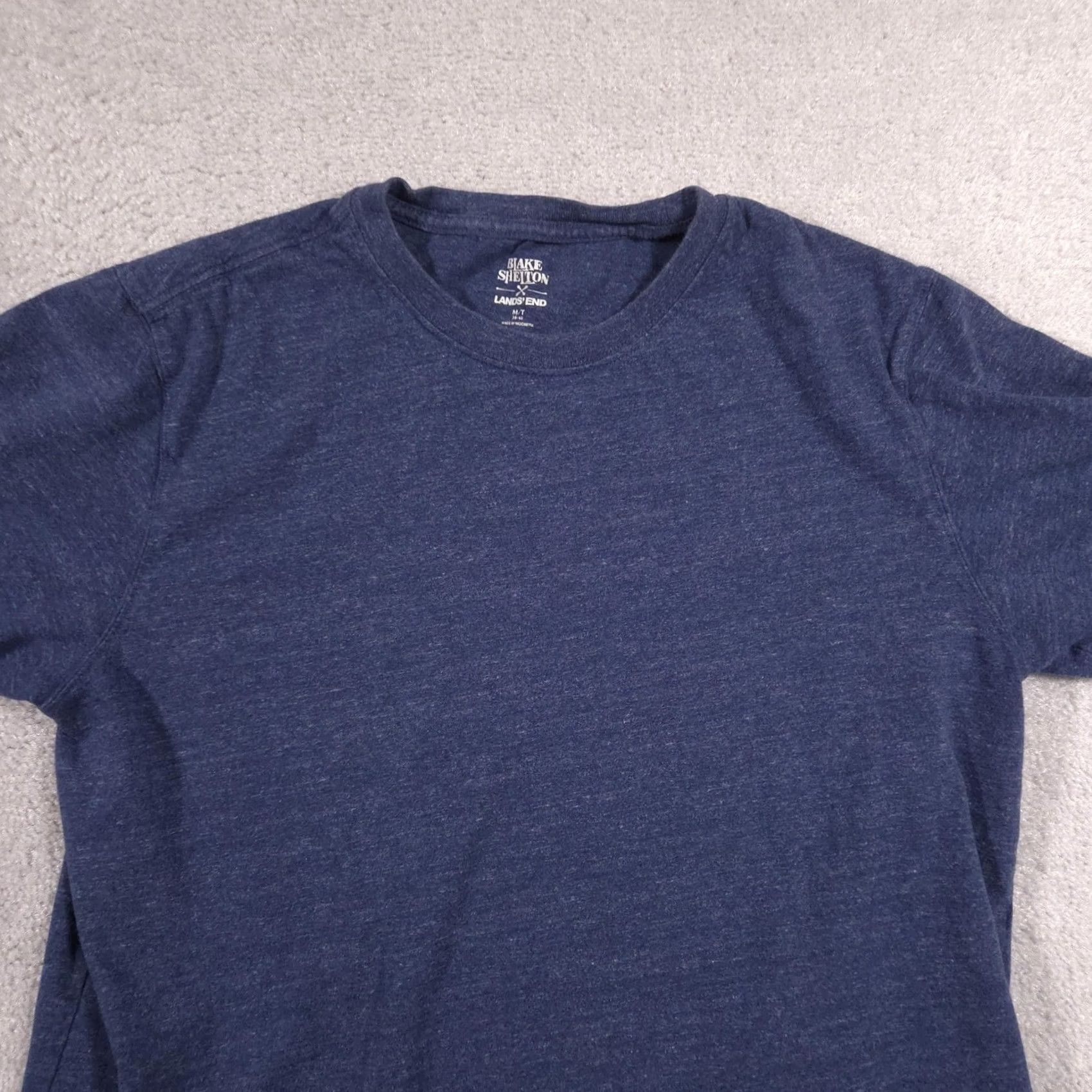 Lands' End Blake Shelton Lands' End Shirt Mens MT Navy Heather Tagless Crewneck Tee Shirt Short Sleeve Solid Crew Neck X Logo Mens MT Blues Size US M / EU 48-50 / 2 - 3 Thumbnail