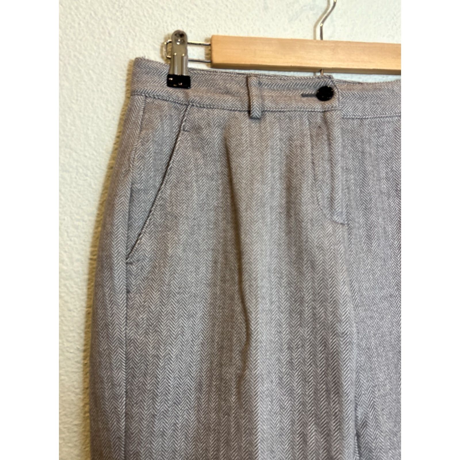Vintage LL Bean Womens Pants Dress Pants Herringbone Gray White Polyester Size 4 Petite Womens Size 27" / US 4 / IT 40 - 4 Thumbnail