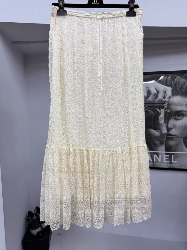 Dior White hollow lace skirt