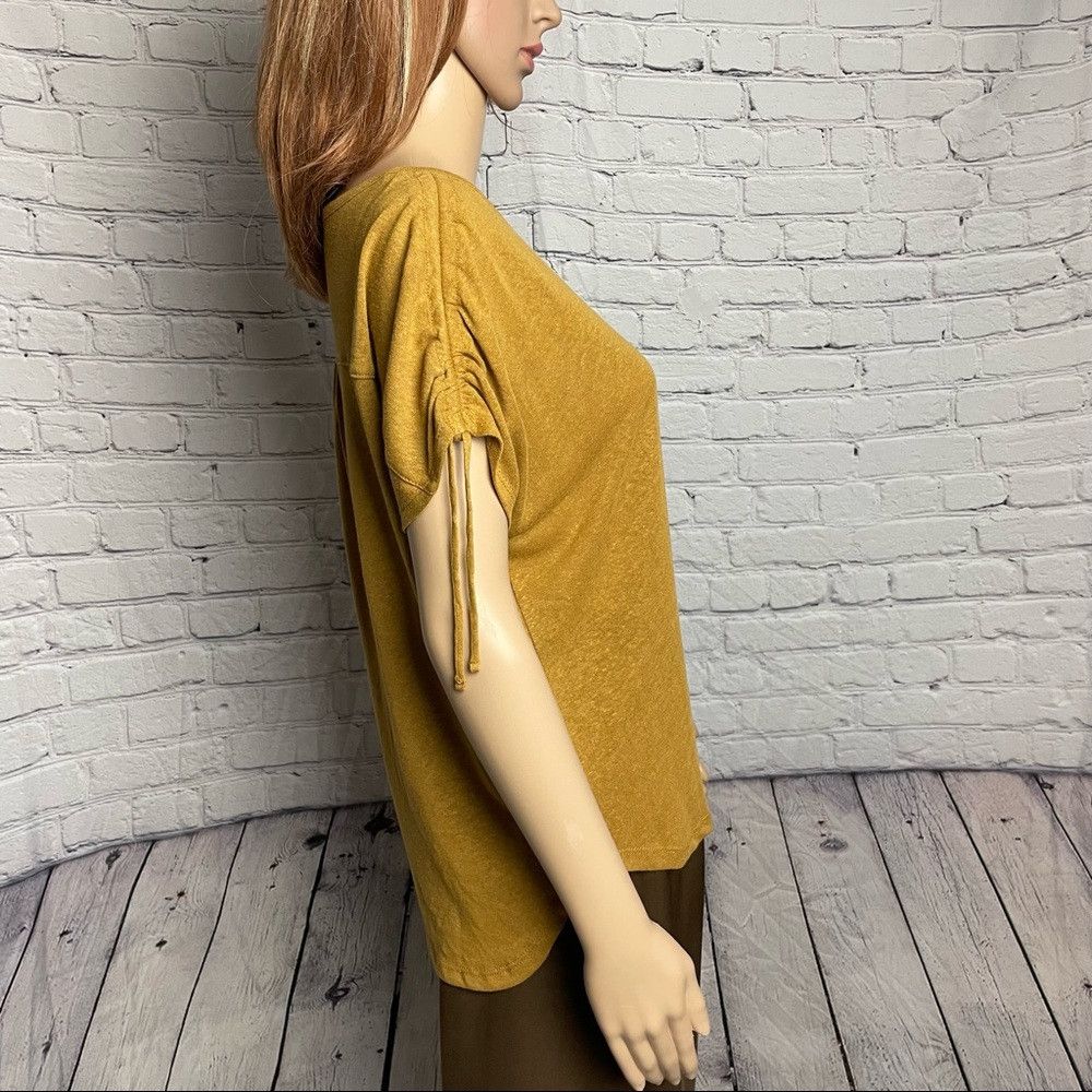 Joie NWT New Joie Linen Blend Mustard Short Sleeve With Tie Deta Size S / US 4 / IT 40 - 3 Thumbnail