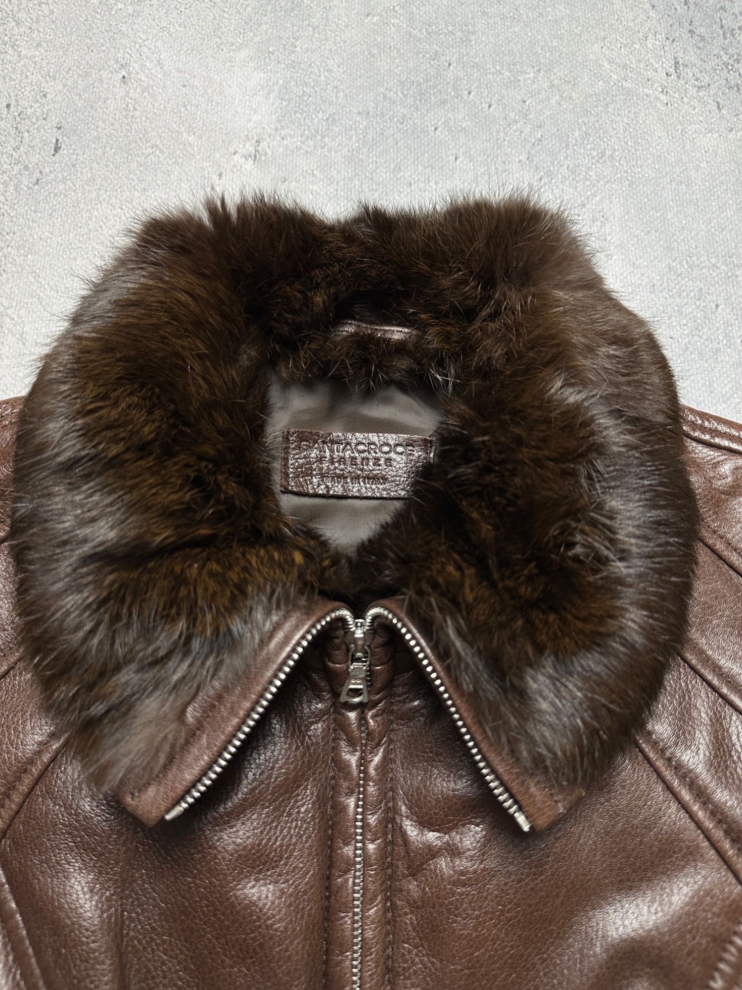 If Six Was Nine Santacroce Firenze Archive Leather Jacket With Fur Collar Size S / US 4 / IT 40 - 3 Thumbnail