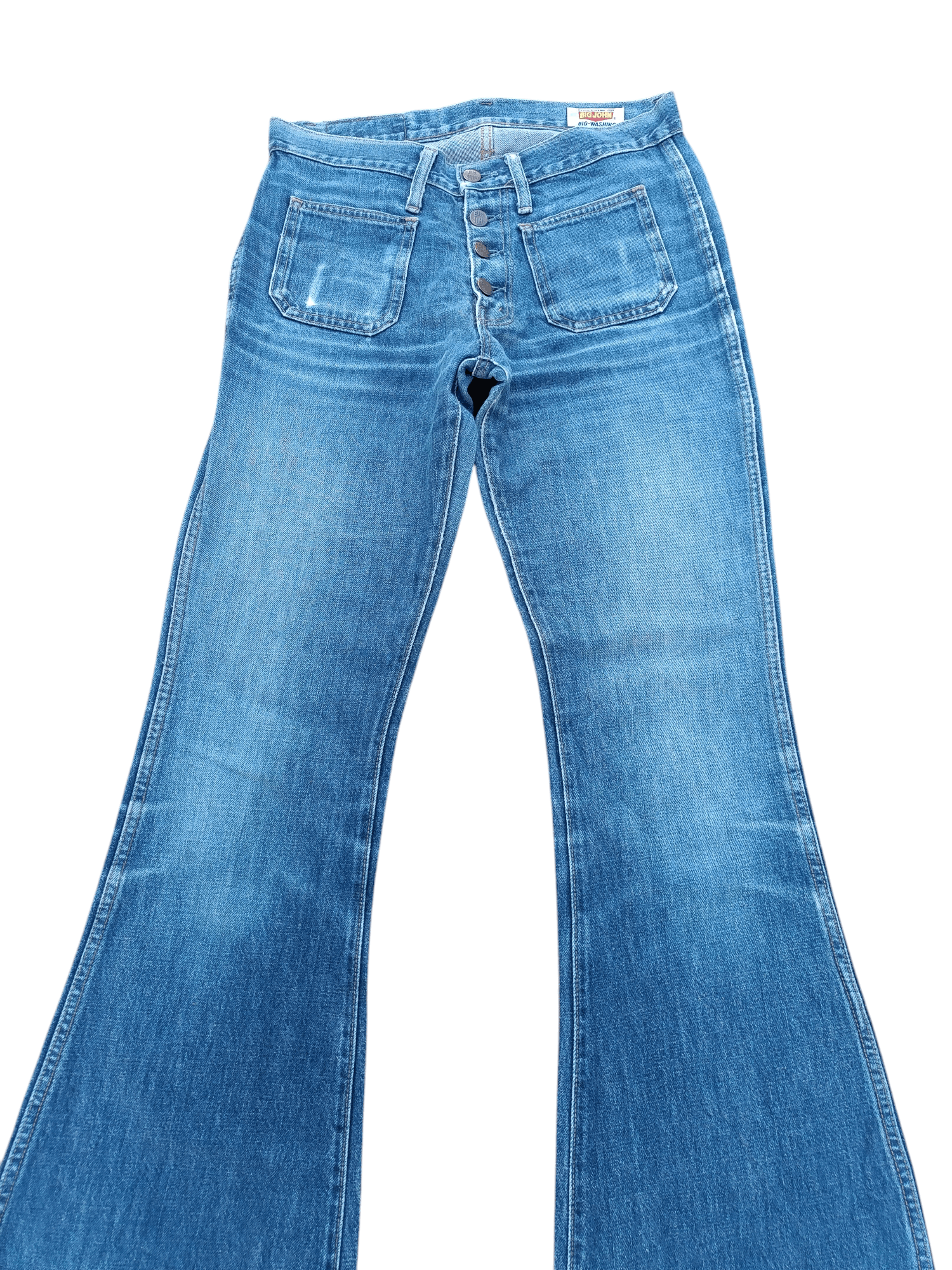 Big John × Levi's × Vintage Vintage 80s Big John Super Flared Stacked Bush Pants Denim Size US 29 - 6 Thumbnail