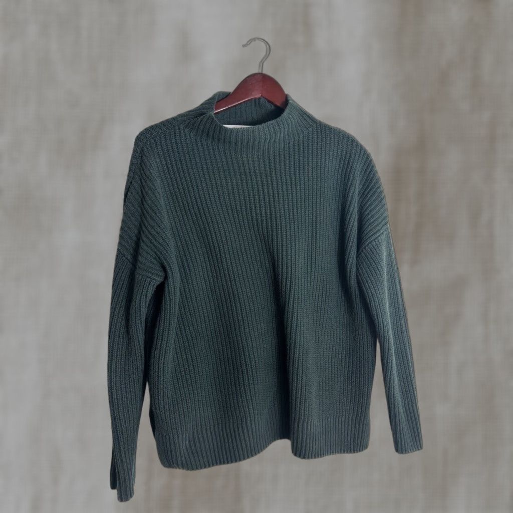 Vintage Max Studio Womens Large Long Sleeve Green Tunic Sweater 100% Cotton Size L / US 10 / IT 46 - 1 Thumbnail