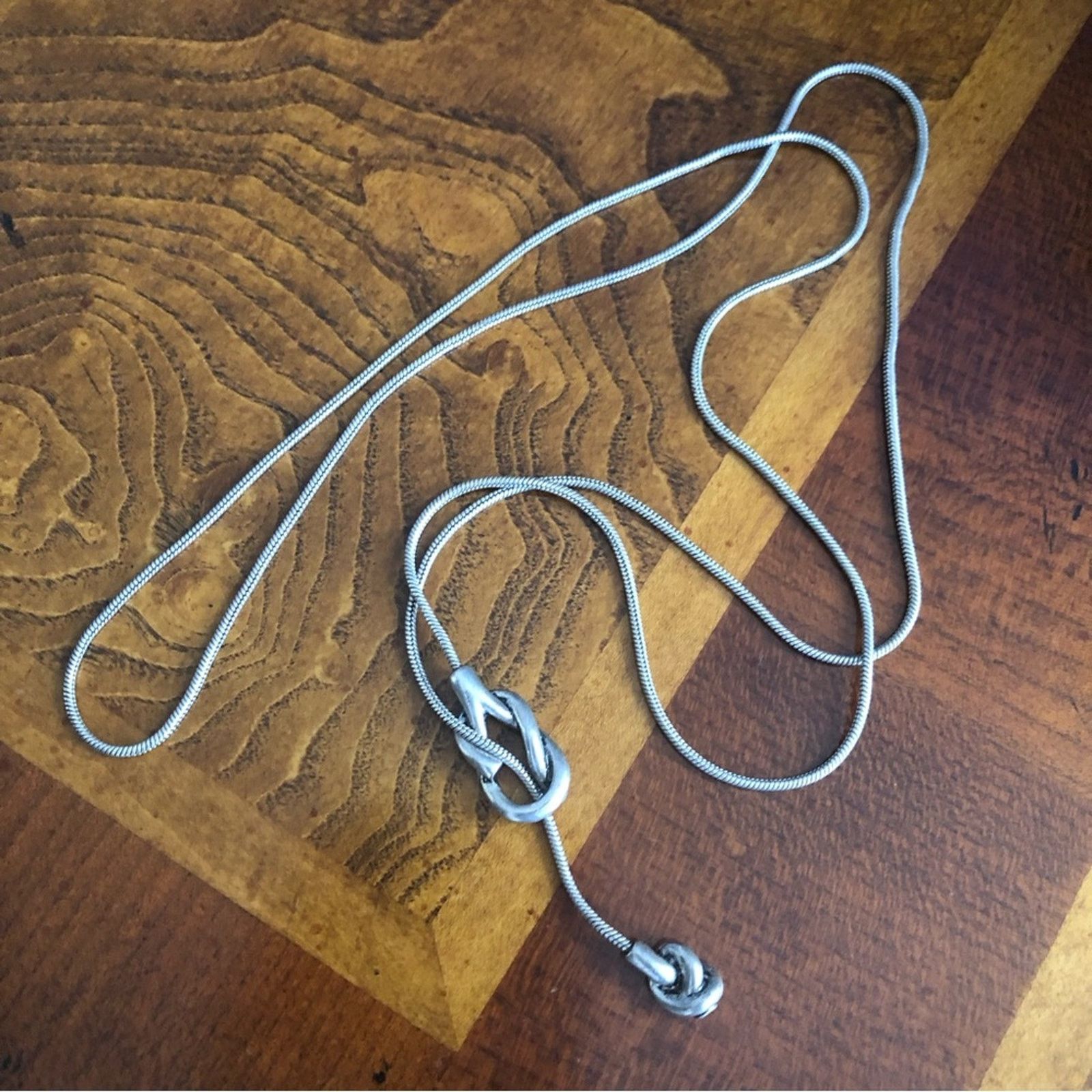 Vintage Vintage silver knot lariat snake chain slider necklace Size ONE SIZE - 8 Thumbnail