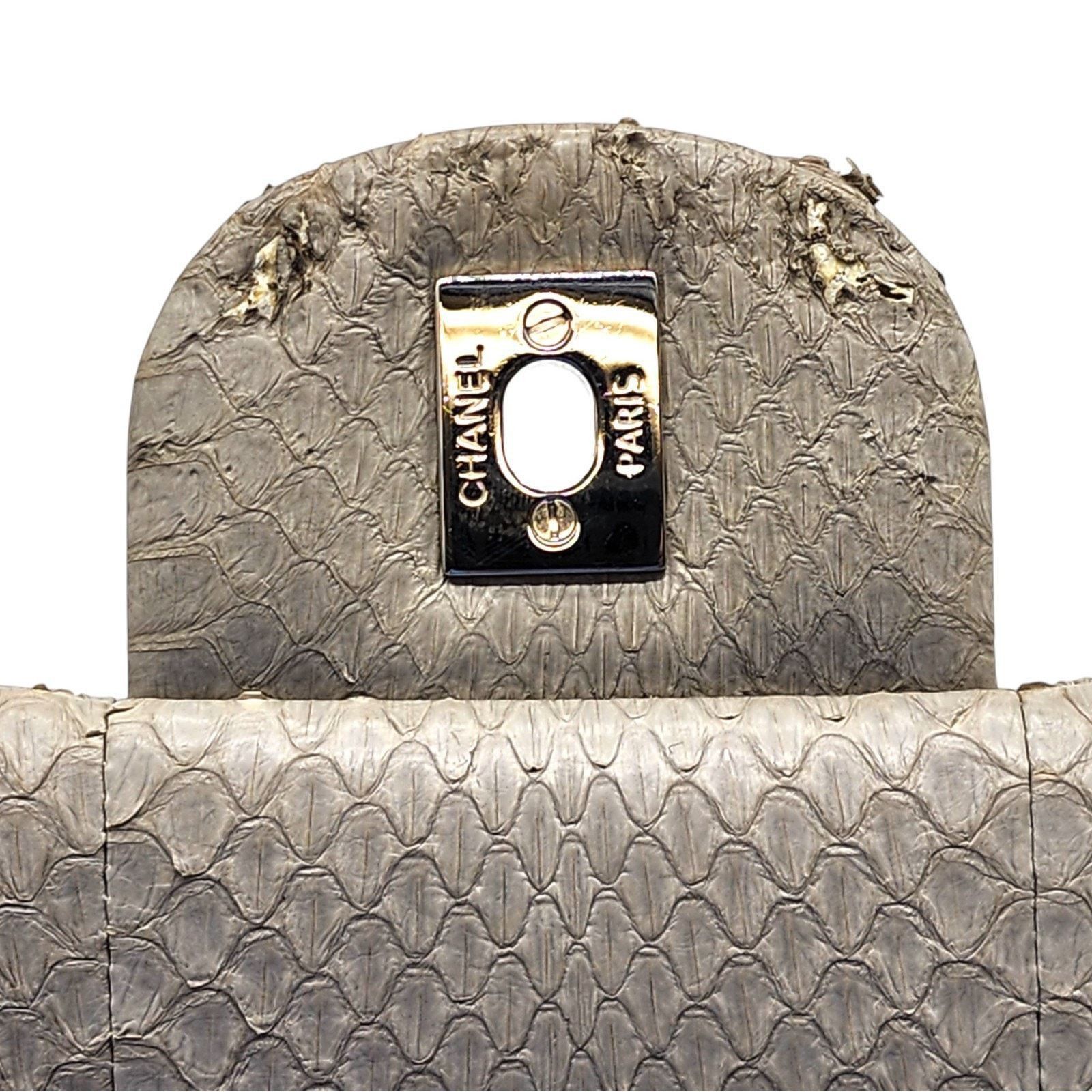 Chanel Python Easy Carry Medium Classic Flap Bag Top Handle Beige Size ONE SIZE - 9 Thumbnail