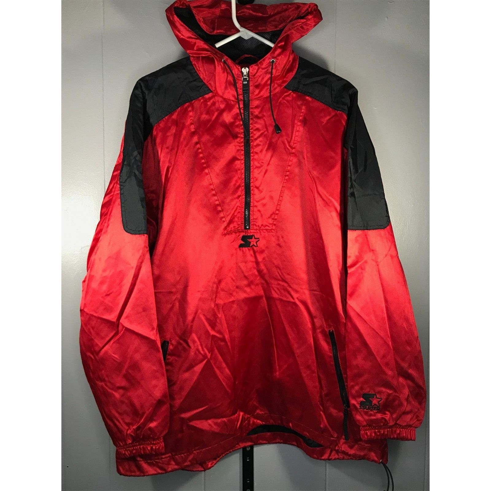 Starter Vintage Starter Men’s LG Red Black Half-Zip Pullover Windbre Size US L / EU 52-54 / 3 - 1 Thumbnail