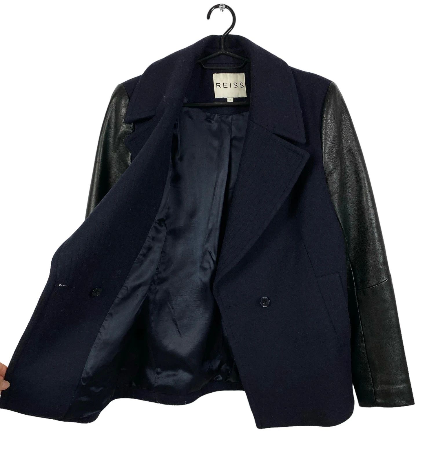 Reiss Reiss Fante Wool Coat Genuine Leather Sleeves size S Size S / US 4 / IT 40 - 9 Thumbnail