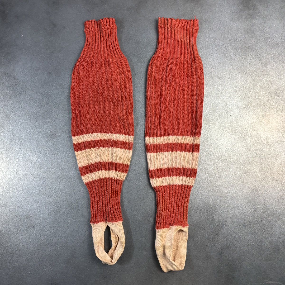 Vintage 1930s Vintage Baseball Socks Striped Wool Stirrup Tube Warm Size ONE SIZE - 2 Thumbnail