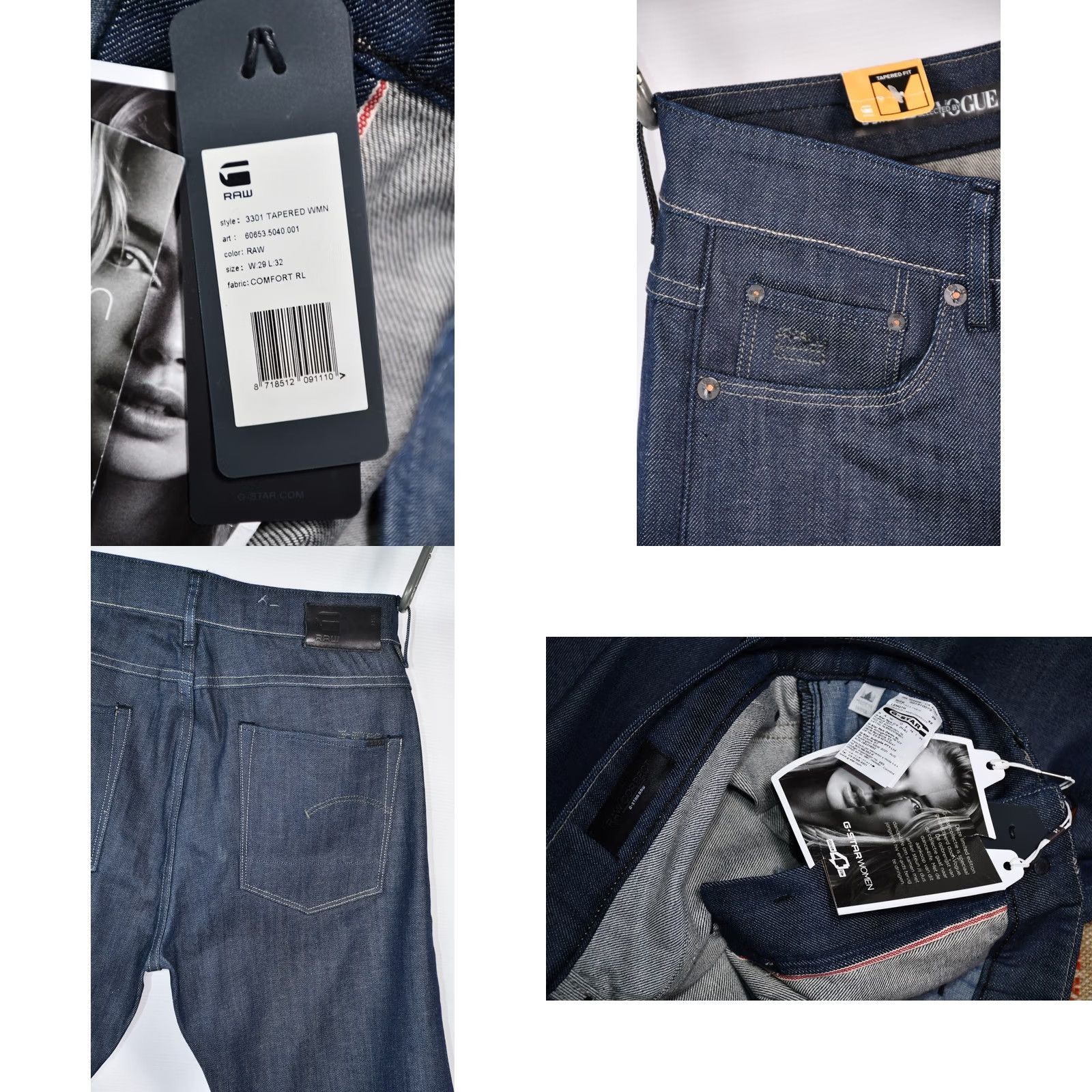 G-Star G-Star 3301 TAPERED WMN COMFORT RL Vogue Selection Jeans W29/L32 Blue 98%Cotton 2%Elastane Womens Regular XS-Not Applicable Size ONE SIZE - 8 Thumbnail
