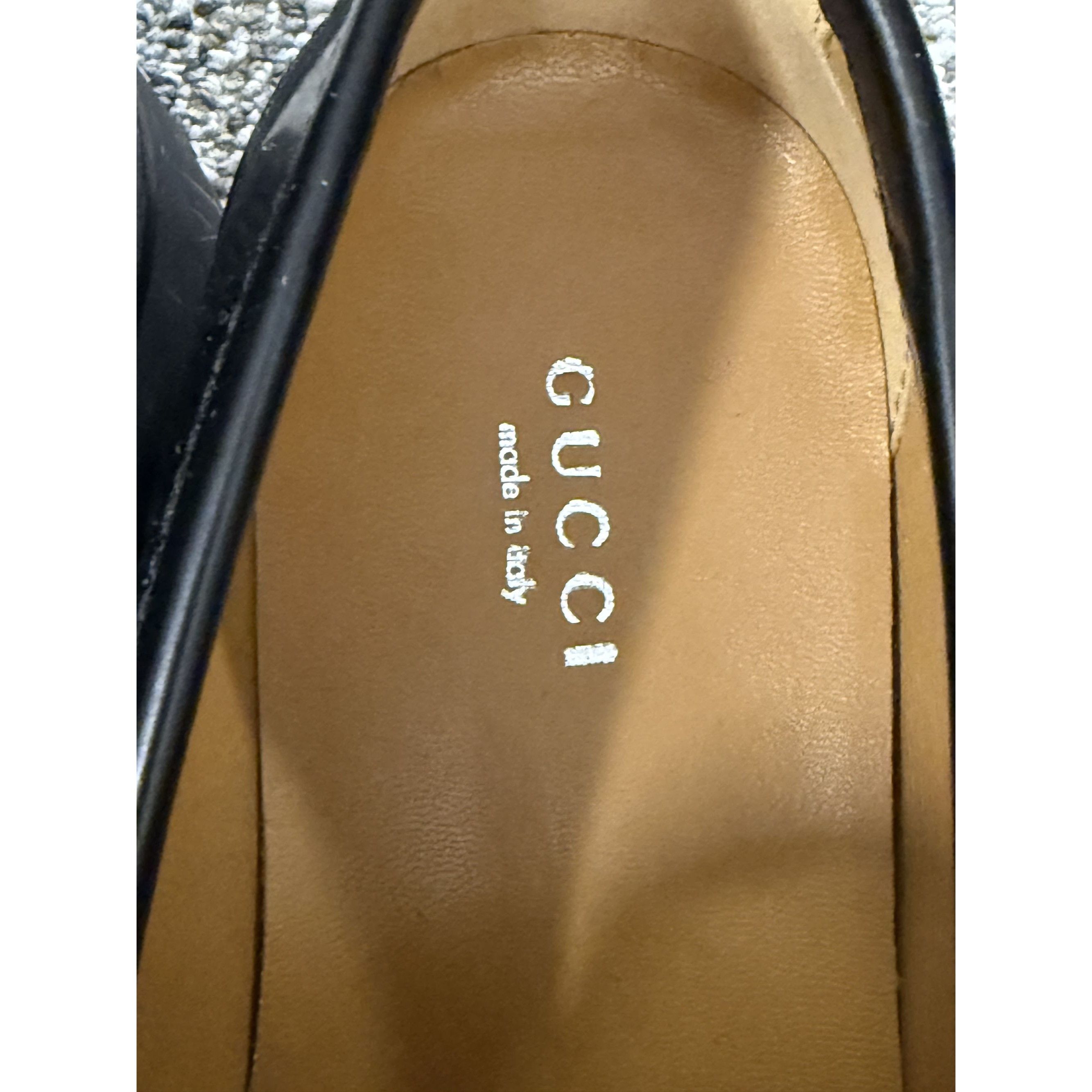 Gucci Gucci Womens Black Leather Loafers With Interlocking G Chain Size US 8 / IT 38 - 3 Thumbnail