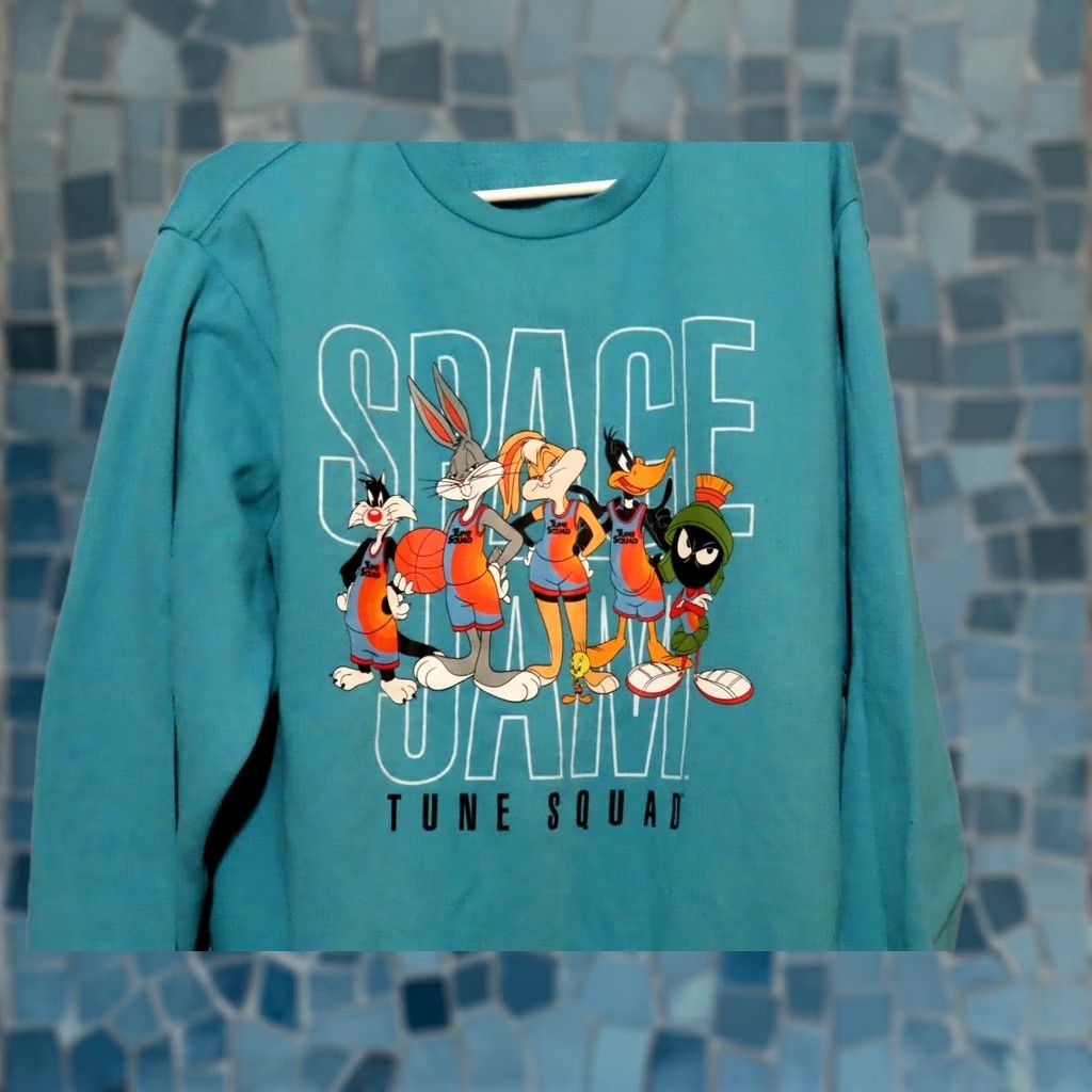 Vintage Space Jam: A New Legacy Men's Large Turquoise Graphic Sweatshirt Size US L / EU 52-54 / 3 - 1 Thumbnail
