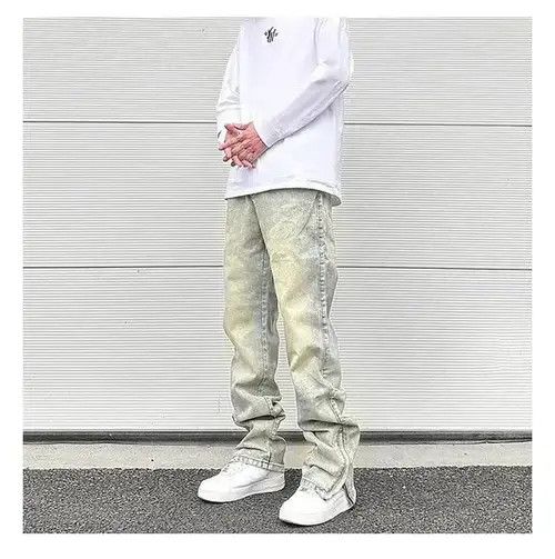 Japanese Brand Washed Jeans Zipper Split Straight Size US 30 / EU 46 - 1 Thumbnail