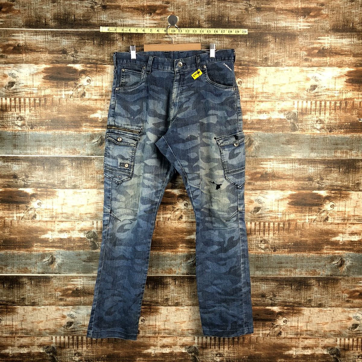 Japanese Brand Z Dragon camo Blue Distressed Denim vintage Pants #A2167 Size US 33 - 1 Thumbnail