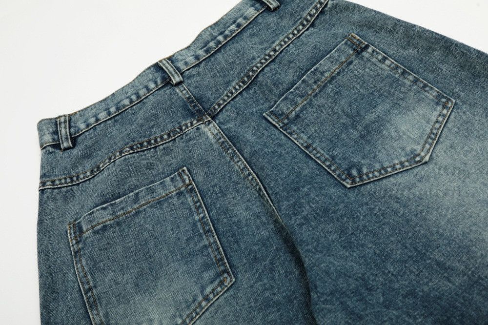 Jean Men's distressed washed cartoon embroidered scimitar jeans Size US 32 / EU 48 - 5 Thumbnail