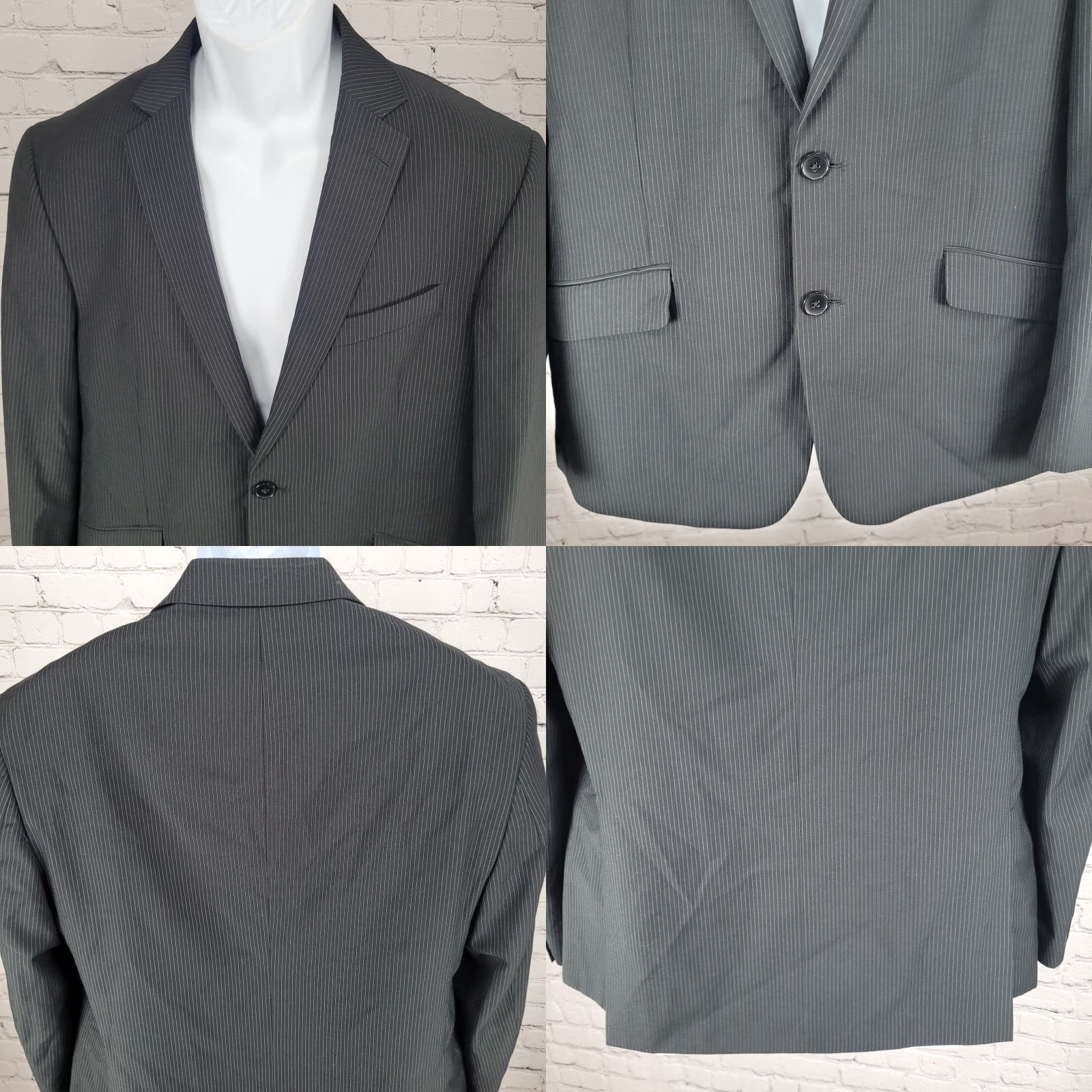 Billy London Billy London Black Pinstriped 2 Button Double Notch Blazer Sport Coat Size 42S Size 42R - 8 Thumbnail