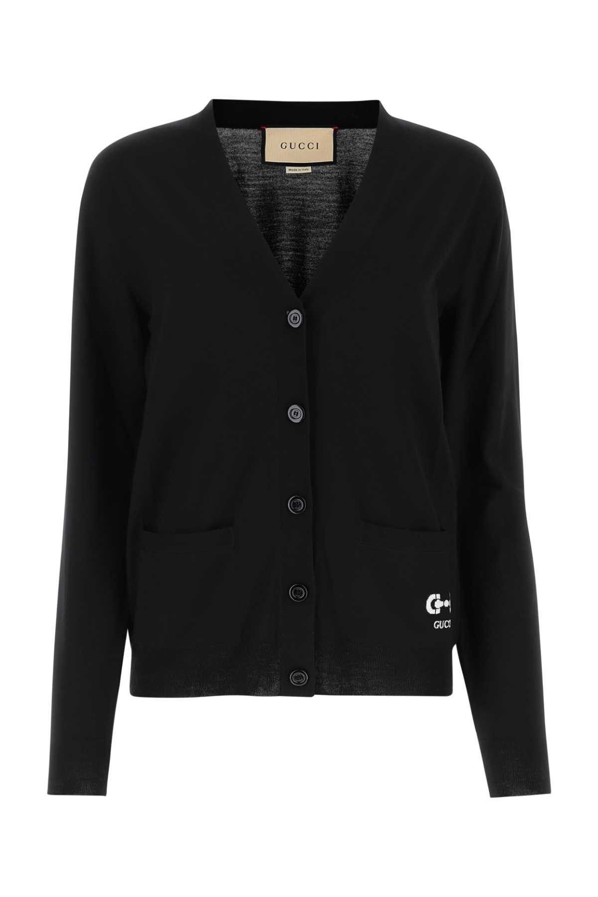 Gucci Black Stretch Wool Blend Cardigan Size S / US 4 / IT 40 - 1 Thumbnail