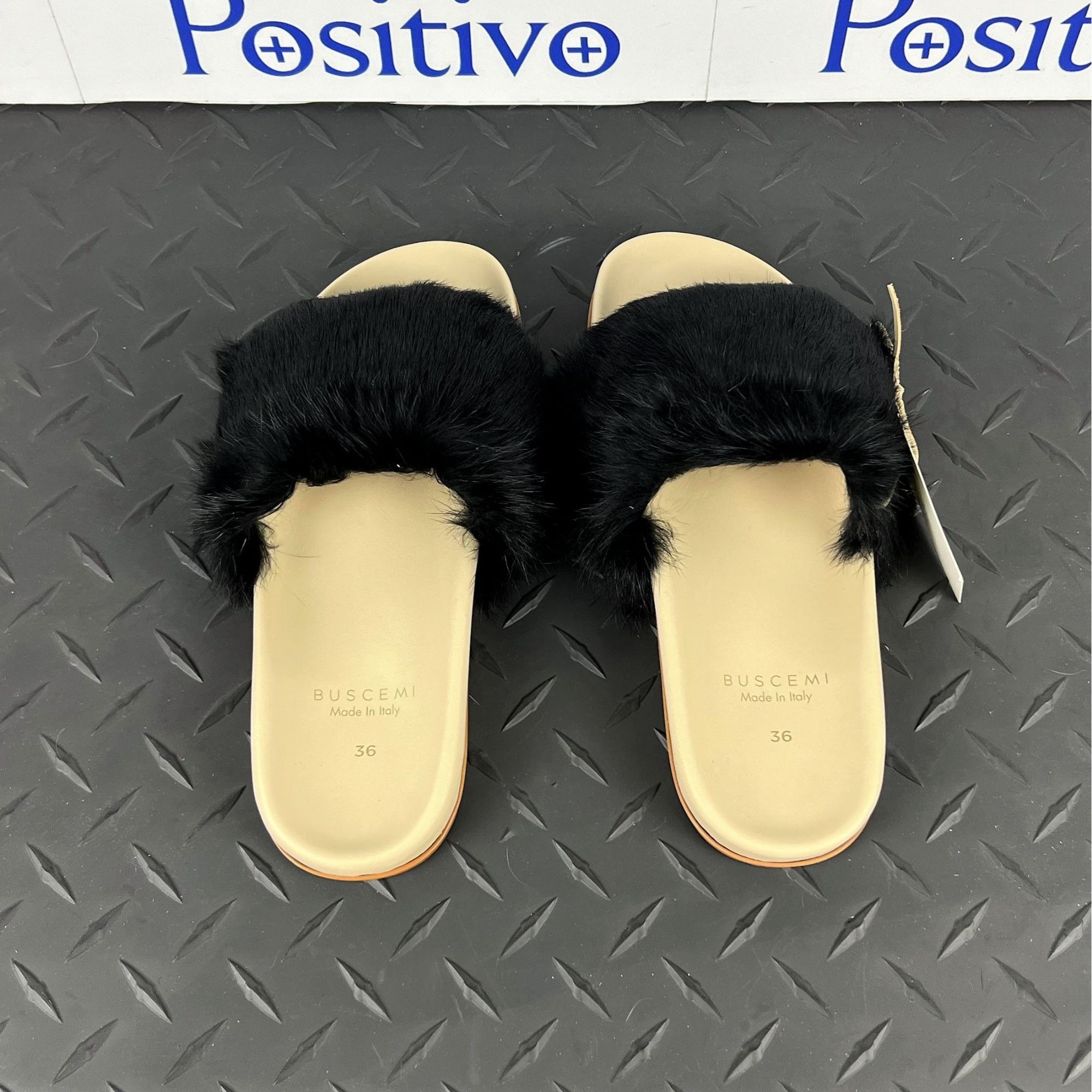 Buscemi Buscemi Slide Fur Clot Black Leather Slippers US 6 EU 36 Size US 6 / IT 36 - 3 Thumbnail