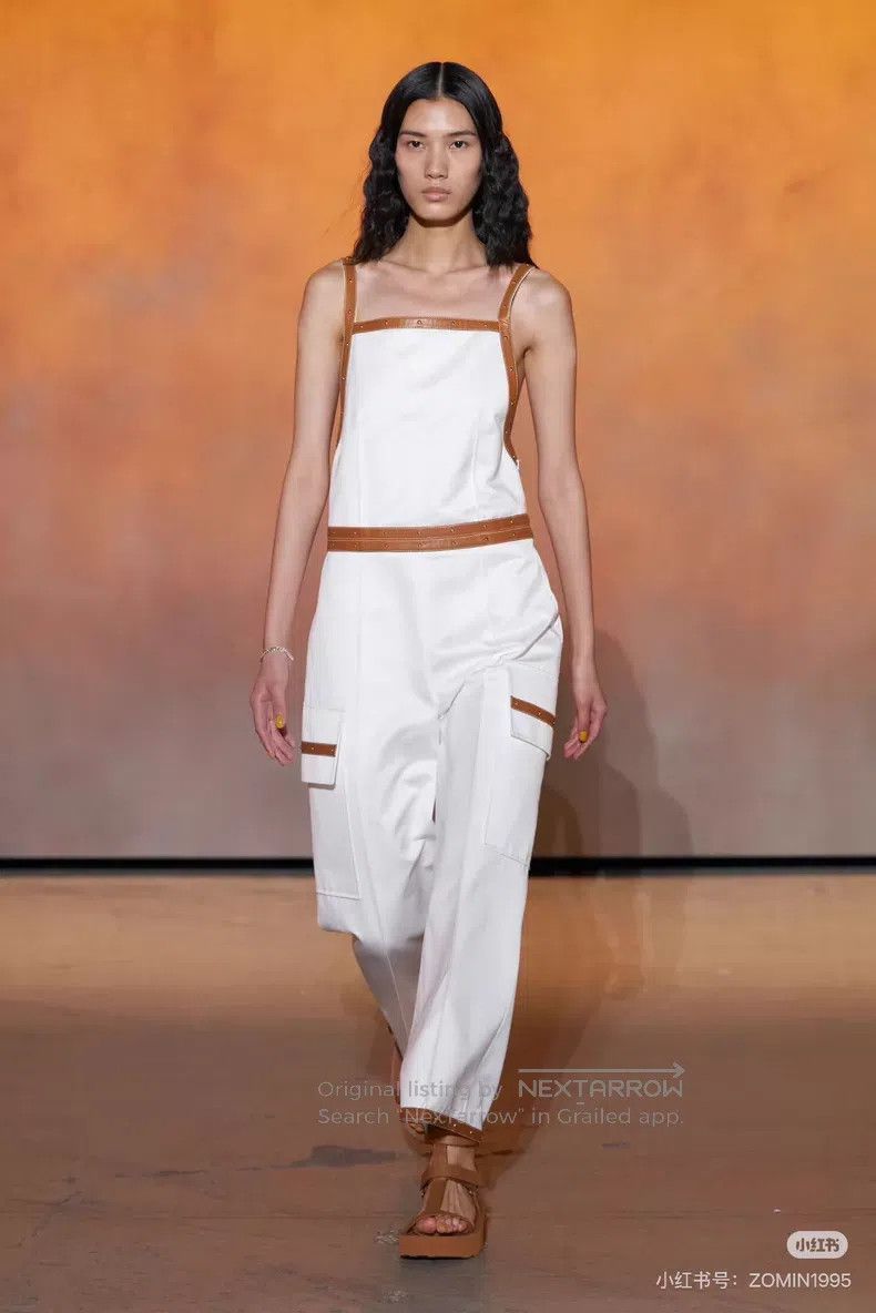 Hermes Hermes 22FW White Leather Patch Pearl Stitch Jumpsuit Runw Size 42" / US 20 - 9 Thumbnail