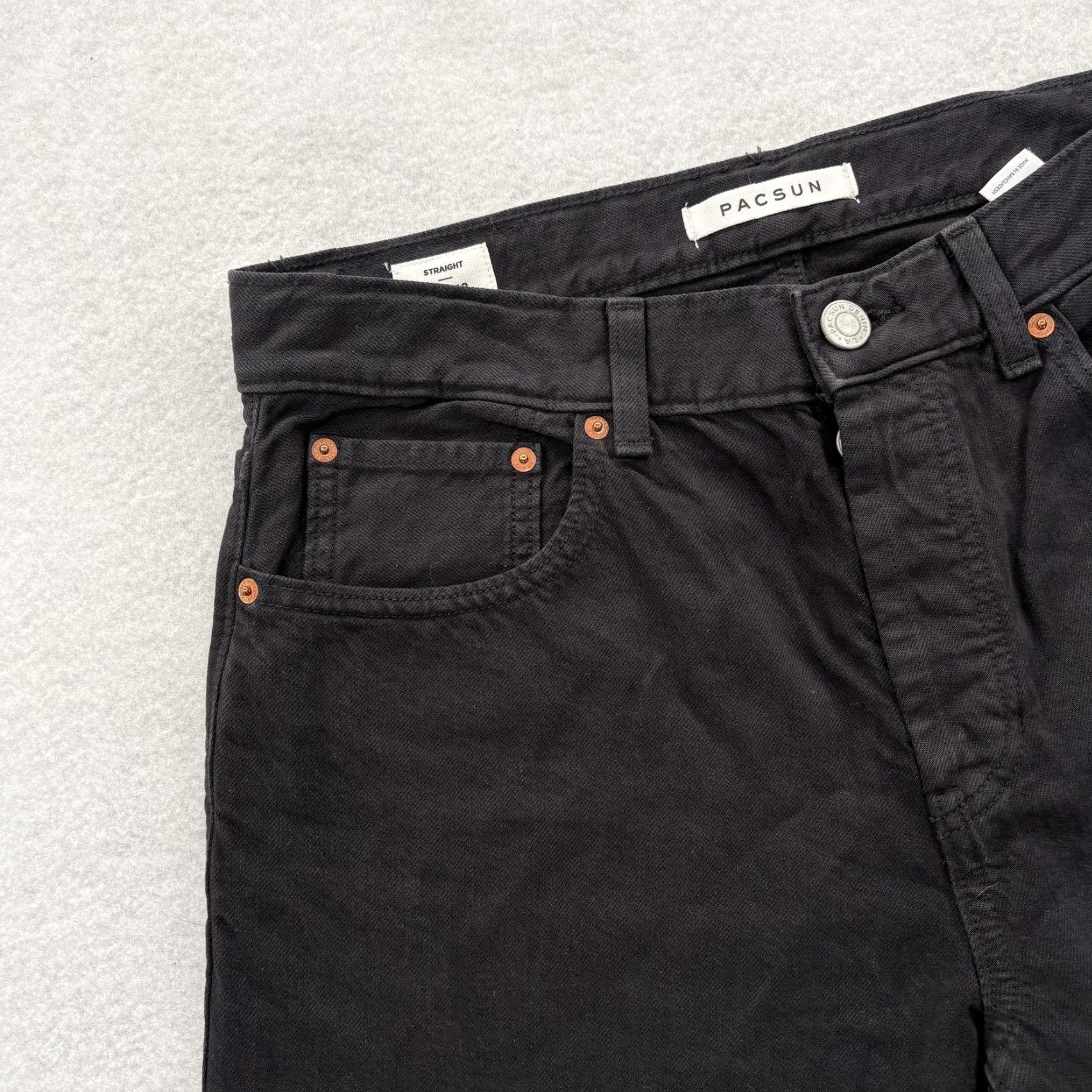 Pacsun PacSun Jeans Mens 30x32 Black Straight Fit Denim Button Fly Casual Pants Grunge Size US 30 / EU 46 - 3 Thumbnail