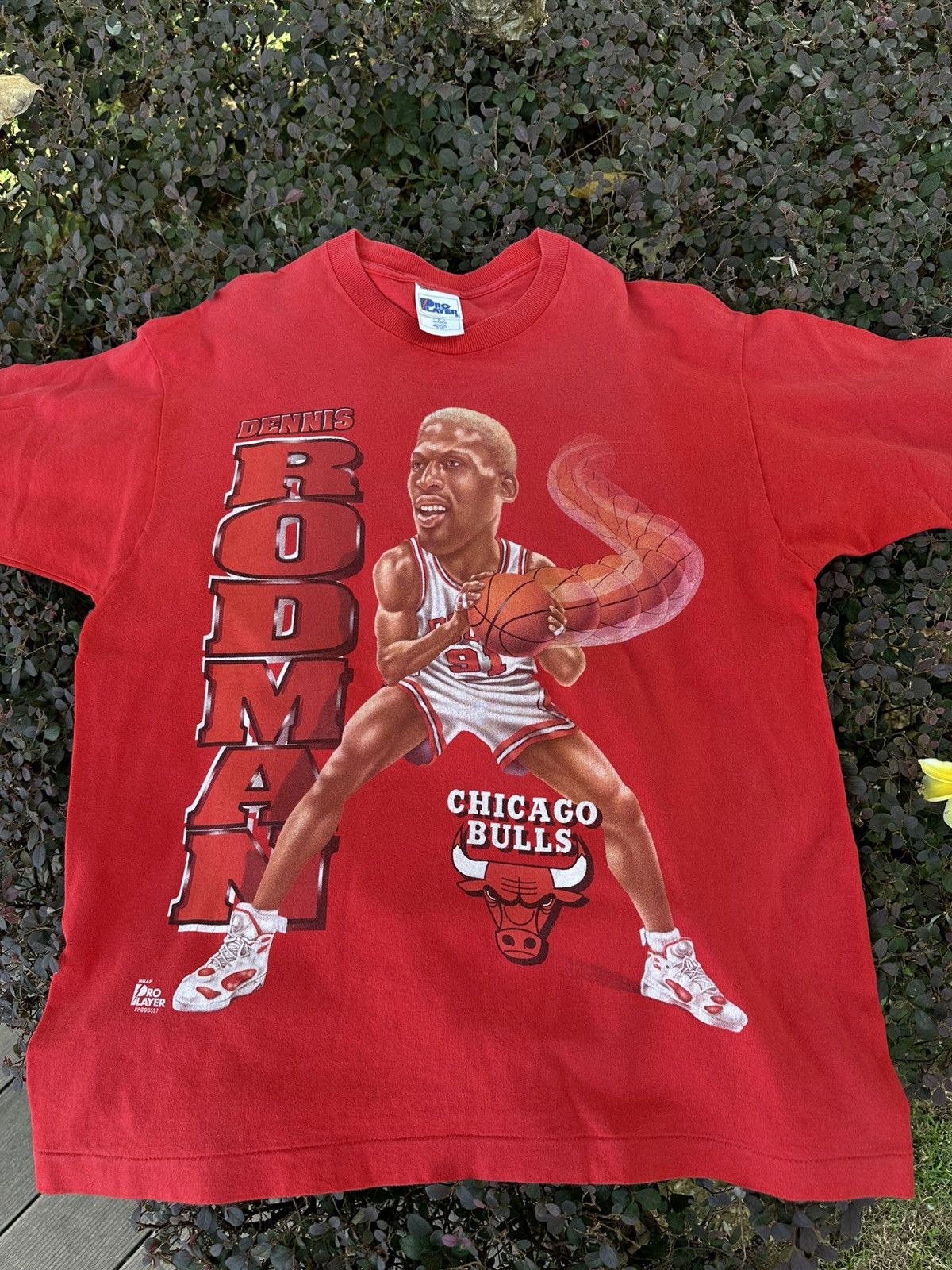 NBA × Rap Tees × Vintage Vintage 90’s Dennis Rodman NBA Chicago Bulls USA RARE Raptee Size US L / EU 52-54 / 3 - 2 Thumbnail